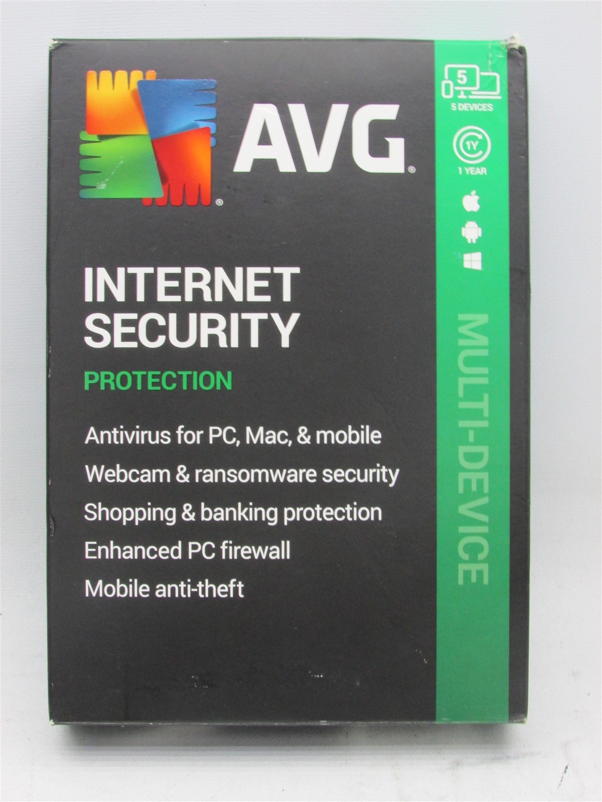 AVG INTERNET SECURITY PROTECTION for Windows/Mac/Android for up to 5 Devices NEW AVG INTERNET SECURITY PROTECTION for Windows/Mac/Android for up to 5 Devices NEW