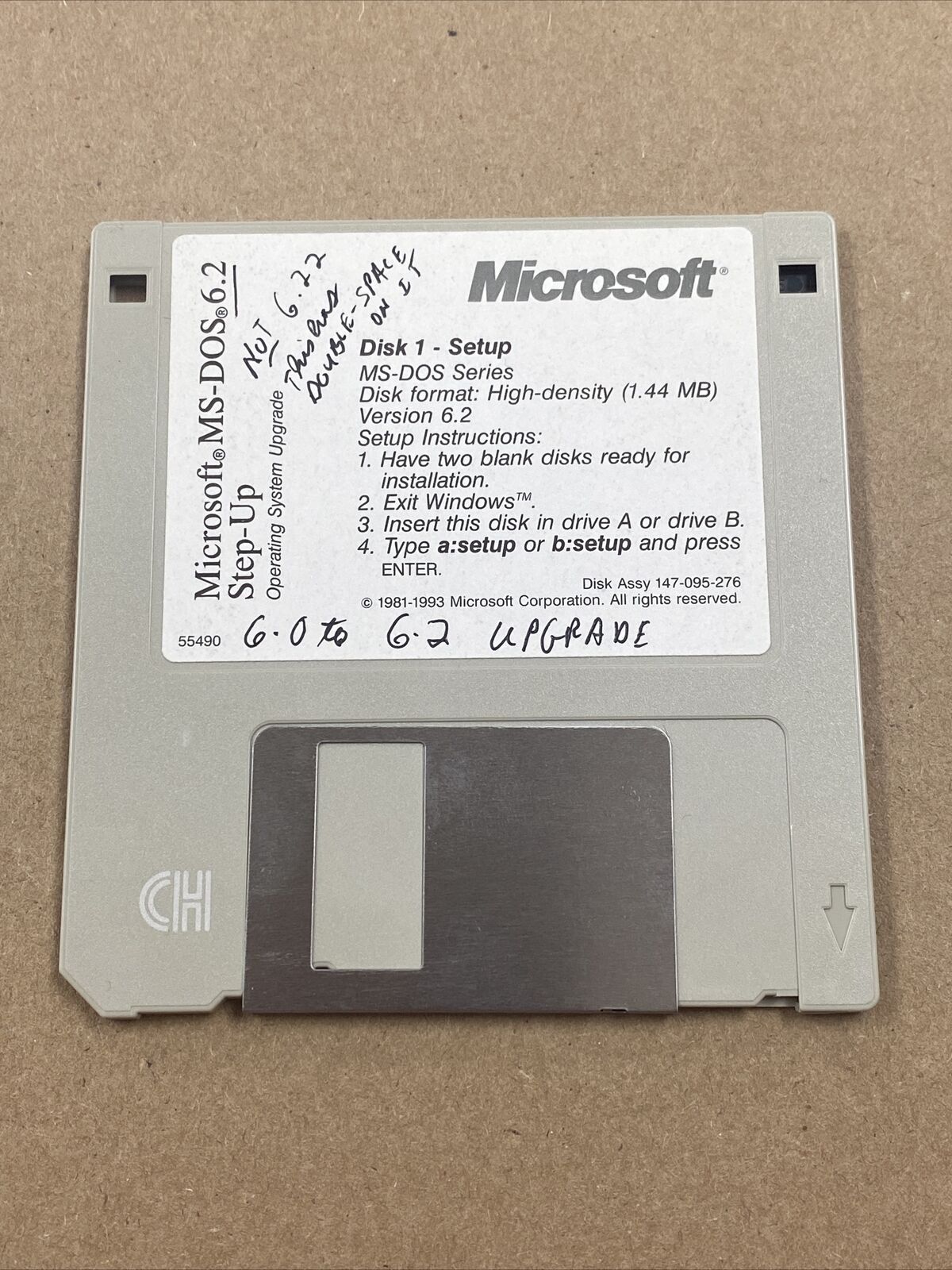 Microsoft MS-DOS 6.2 Step-Up Operating System Upgrade Disk 1