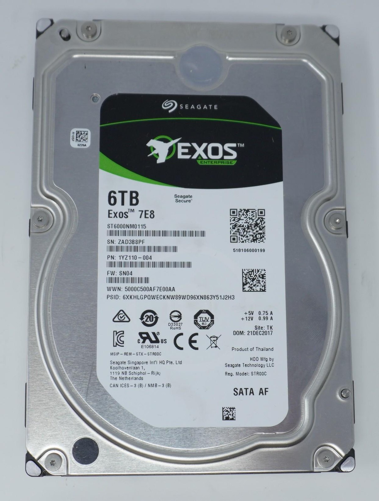 Seagate ST6000NM0115 EXOS 1YZ110-002 6TB 7.2K RPM 6Gb/s 3.5 Seagate ST6000NM0115 EXOS 1YZ110-002 6TB 7.2K RPM 6Gb/s 3.5