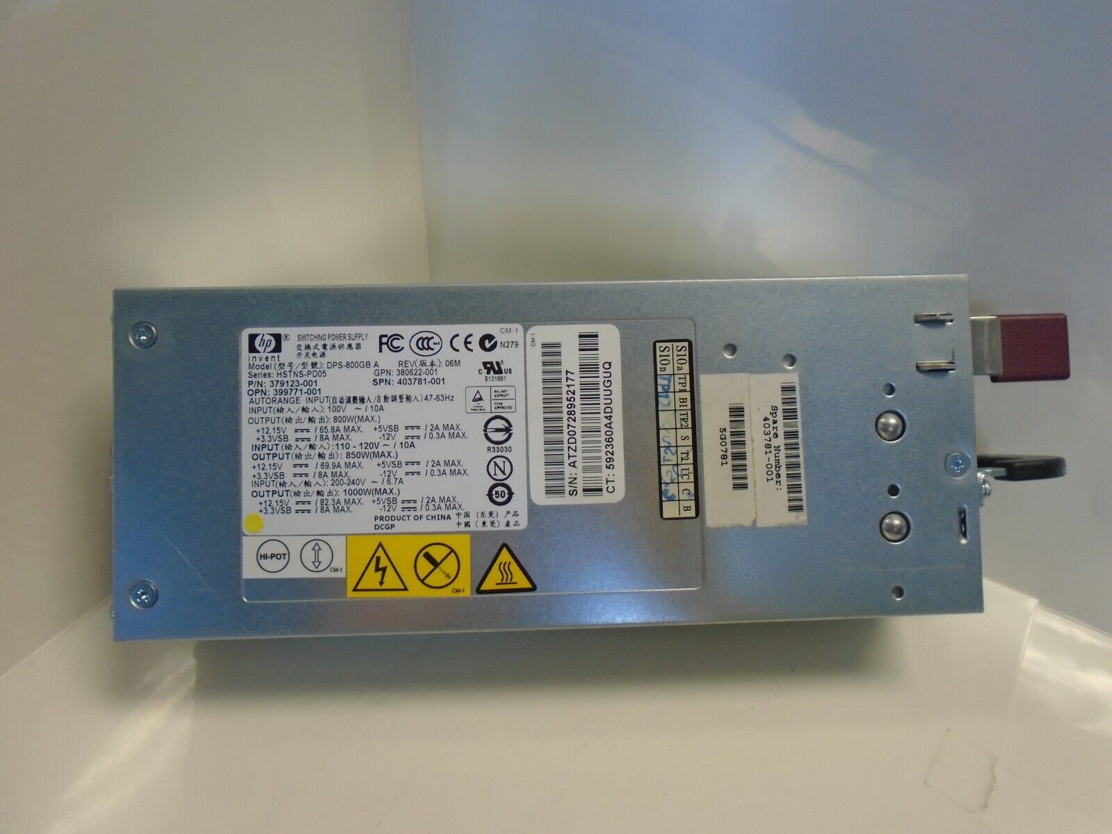 HP Invent Switching Power Supply 800W DPS-800GB HSTNS-PD05.Tested