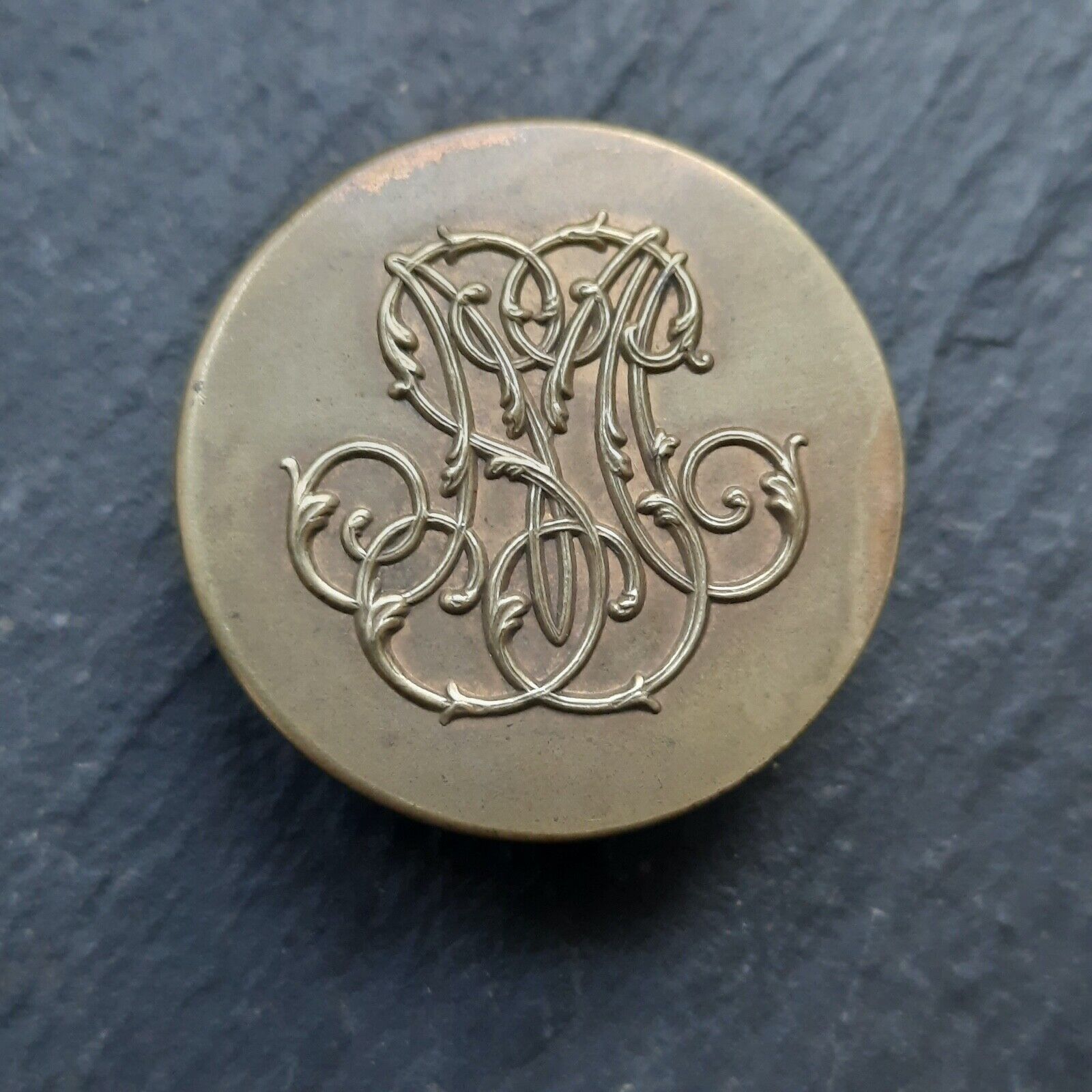 Antique Button Your Order Will Be Sent IN Encrypted Monogram 1 3/16in French