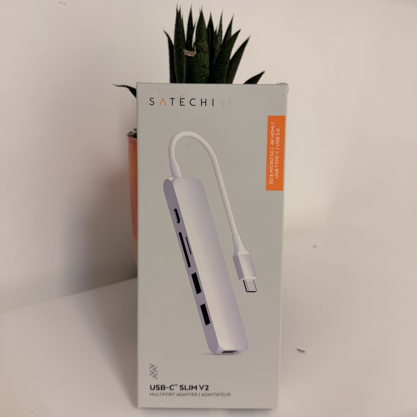 New Satechi USB-C Slim V2 Multiport Adapter ST-SCMA2S Silver New Satechi USB-C Slim V2 Multiport Adapter ST-SCMA2S Silver