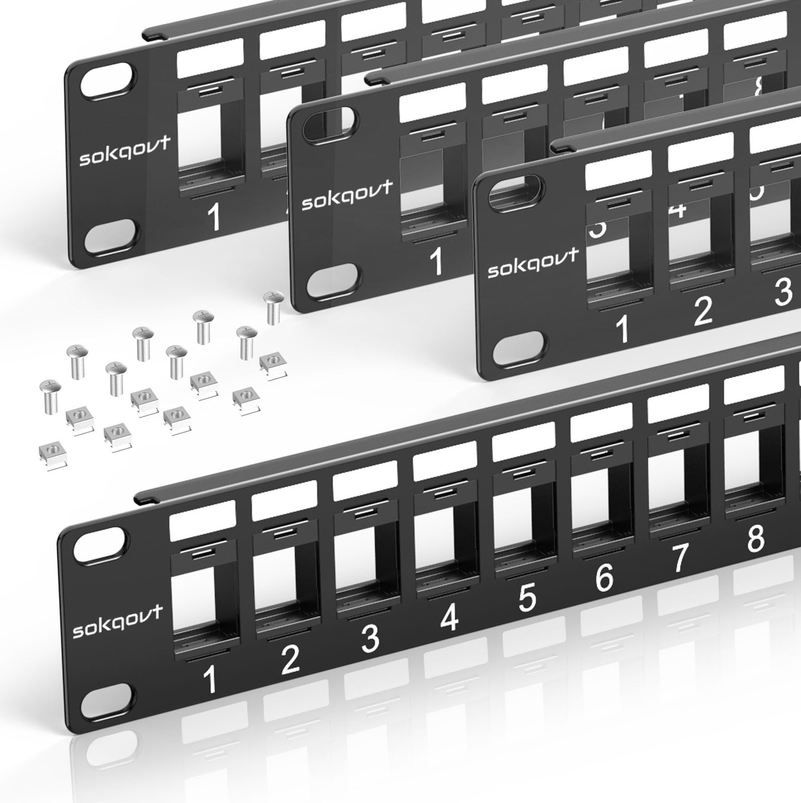 Sokqovt 24 Port Blank Keystone Patch Panel with Snap-in Design (4 Pack), Cat6