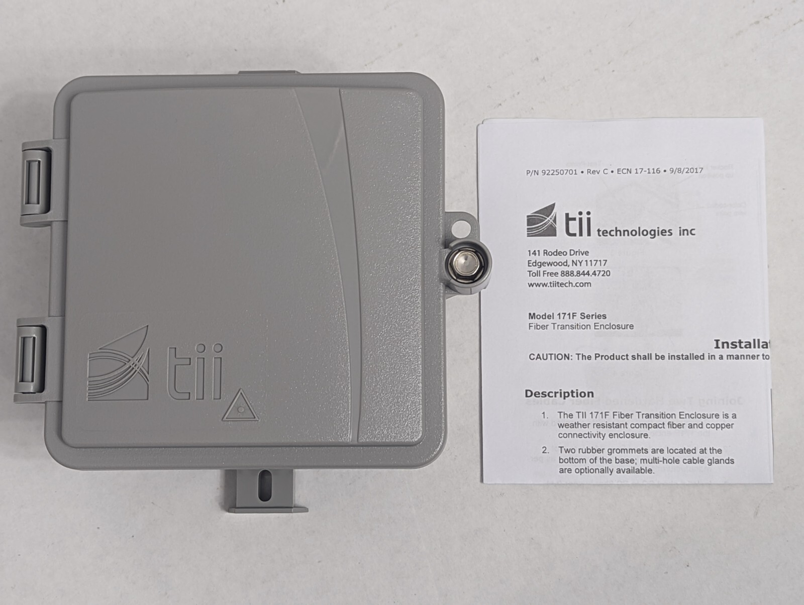 Fiber Optic Wall mount Splice Enclosure Tii Technologies NID Series 171f-01-0-0 Fiber Optic Wall mount Splice Enclosure Tii Technologies NID Series 171f-01-0-0