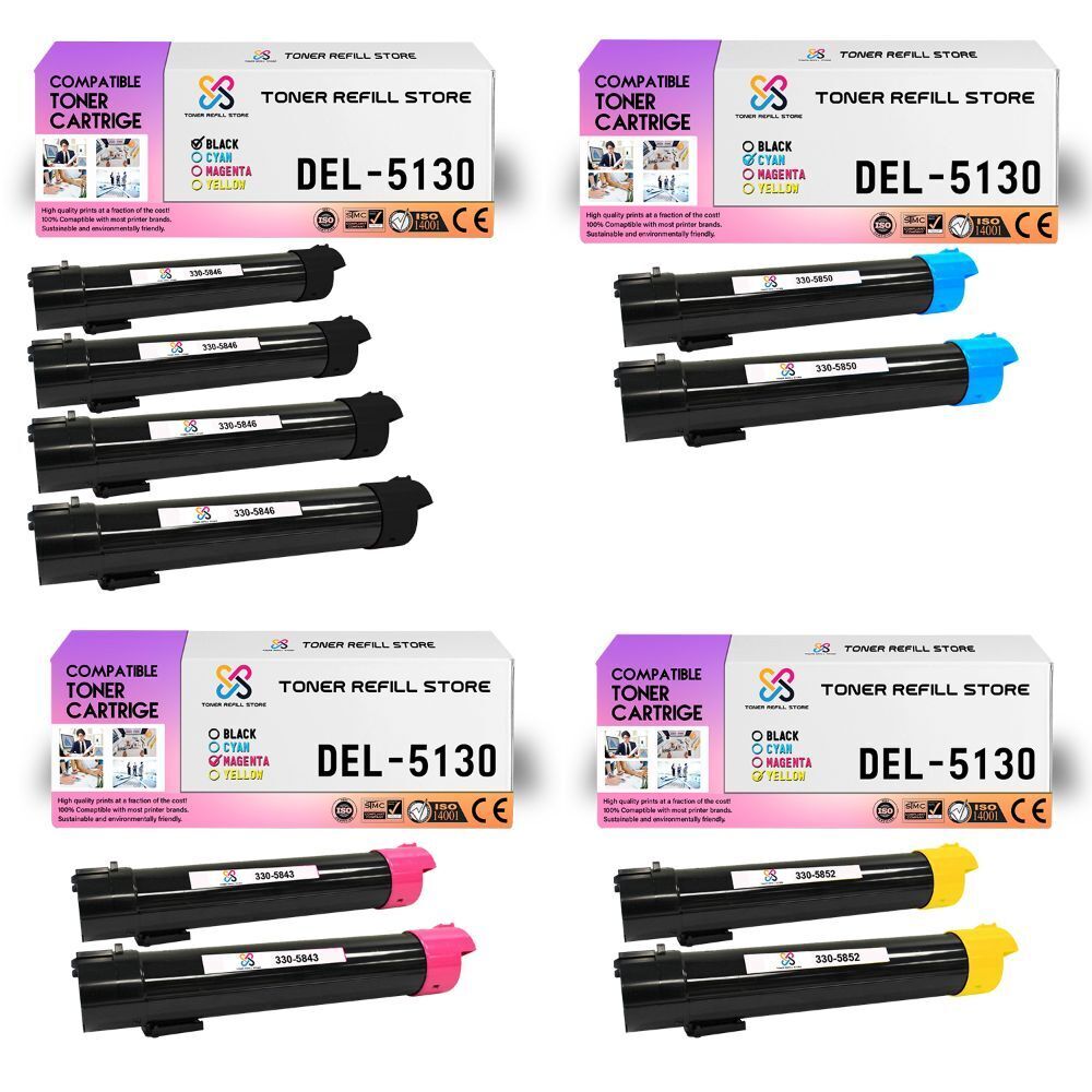 10Pk TRS 5130 BCYM Compatible for Dell 5130CDN Toner Cartridge