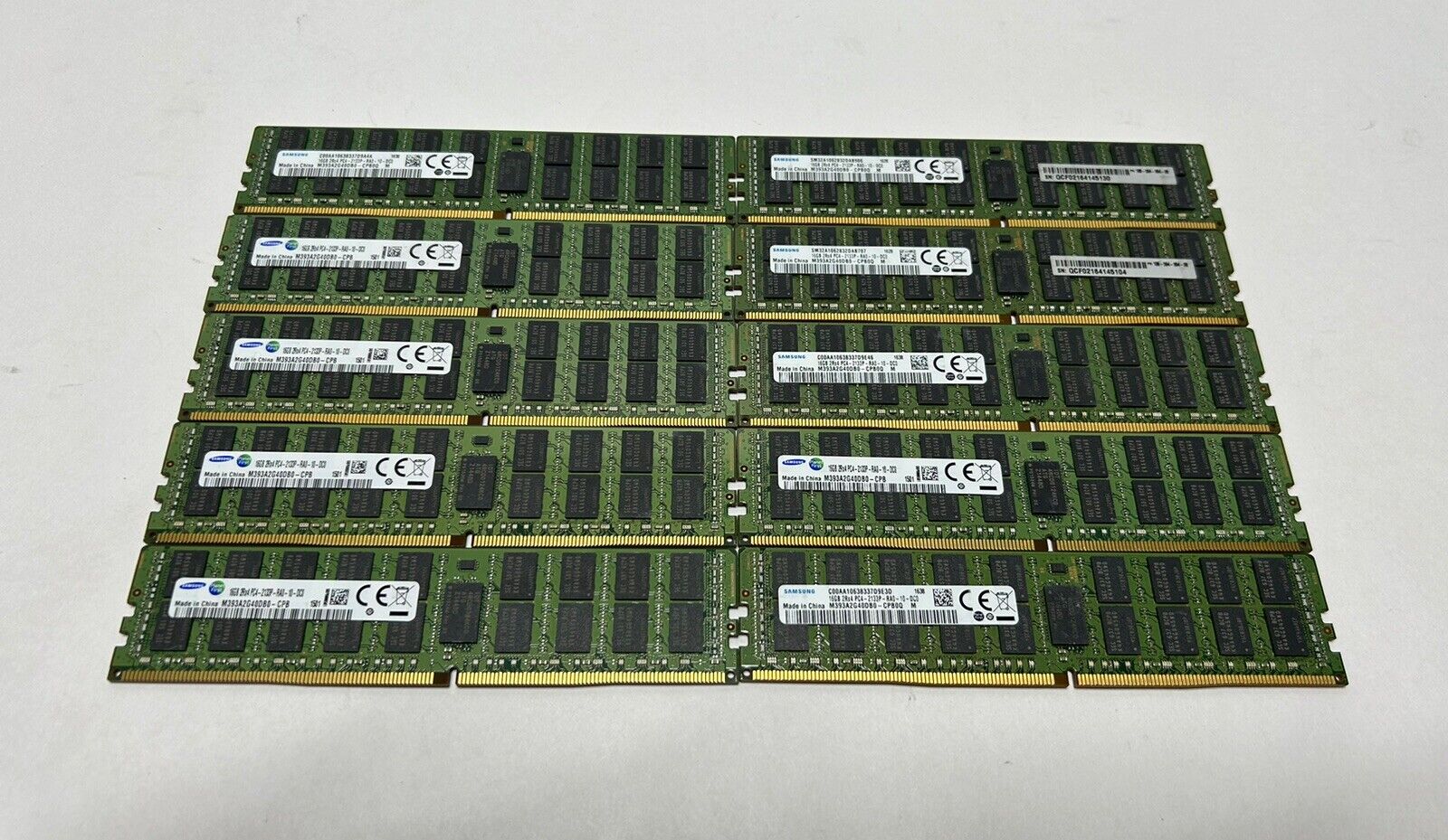 Lot Of 10 Mixed Samsung 16GB 2Rx4 PC4-2133P RDIMM DDR4-17000 ECC Server Memory