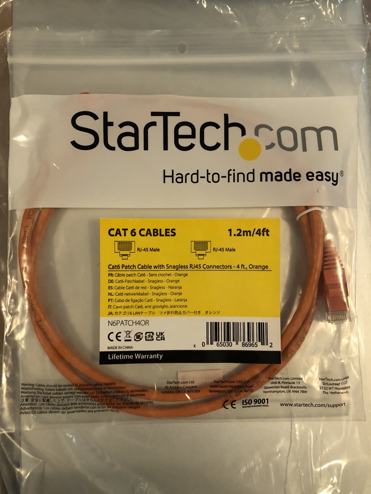 StarTech.com 4ft CAT6 Ethernet Cable (Lot of 10 New Sealed Cables) StarTech.com 4ft CAT6 Ethernet Cable (Lot of 10 New Sealed Cables)