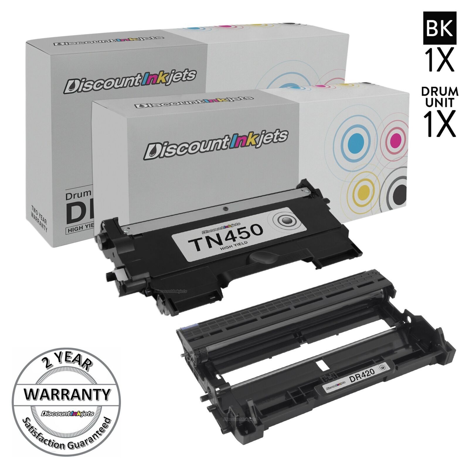 2PK TN450 Toner DR420 Drum for Brother DCP-7060D DCP-7065DN Intellifax 2840 2940