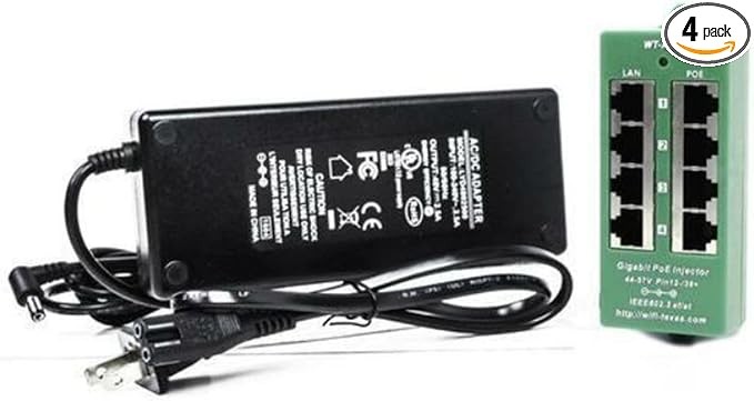 PoE Texas 4 Port PoE/PoE+ Injector with 56V 60W Power Supply - Gigabit Injector PoE Texas 4 Port PoE/PoE+ Injector with 56V 60W Power Supply - Gigabit Injector