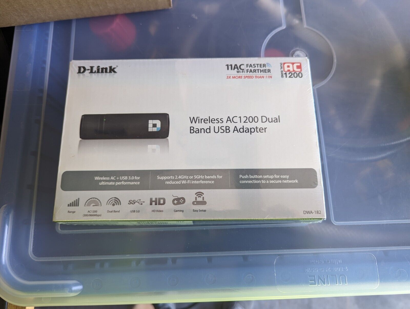 D-Link Wireless AC1200 Dual Band USB Wifi Adapter DWA-182 BRAND NEW/OPEN BOX