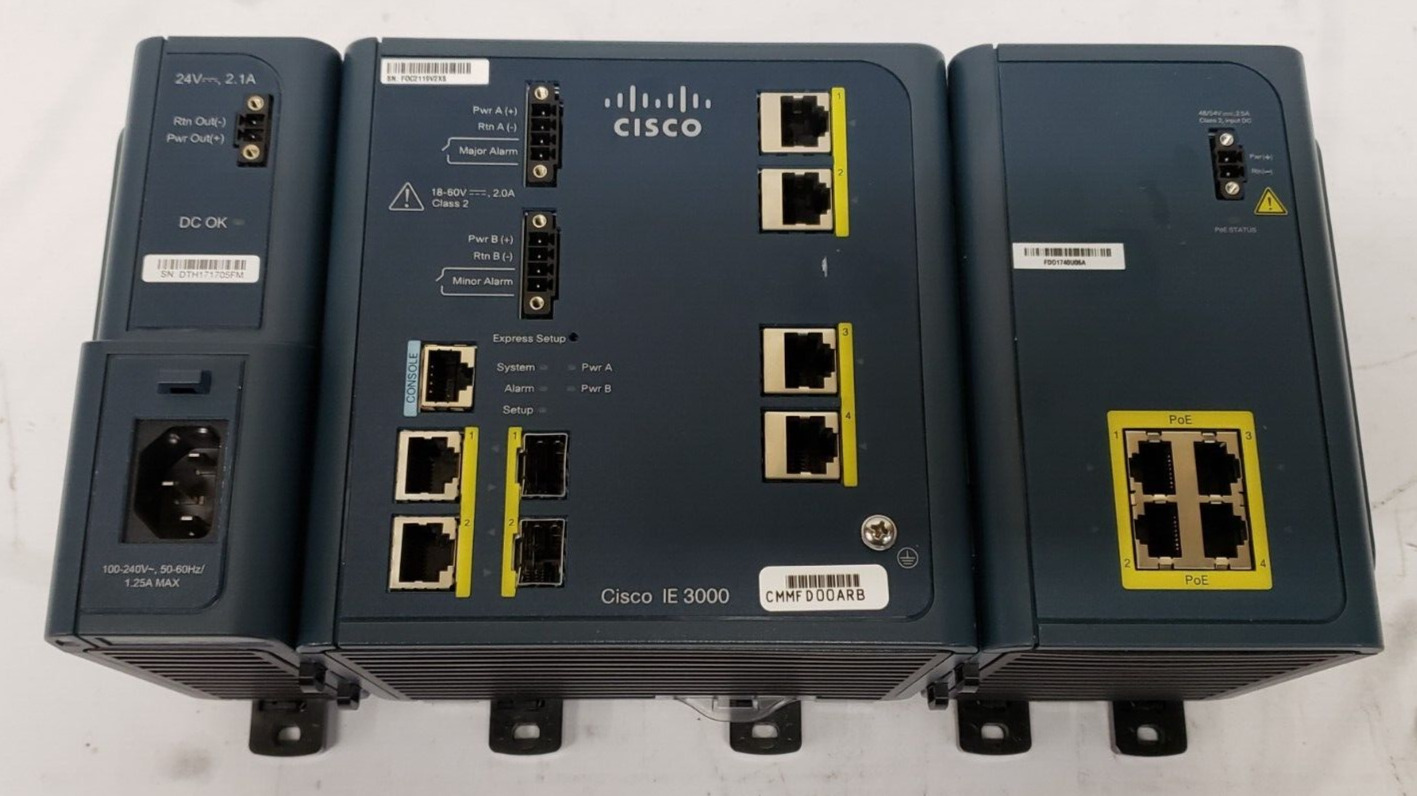 Cisco Industrial Ethernet 3000 Series Switch IE-3000-4TC with AC and PoE Modules