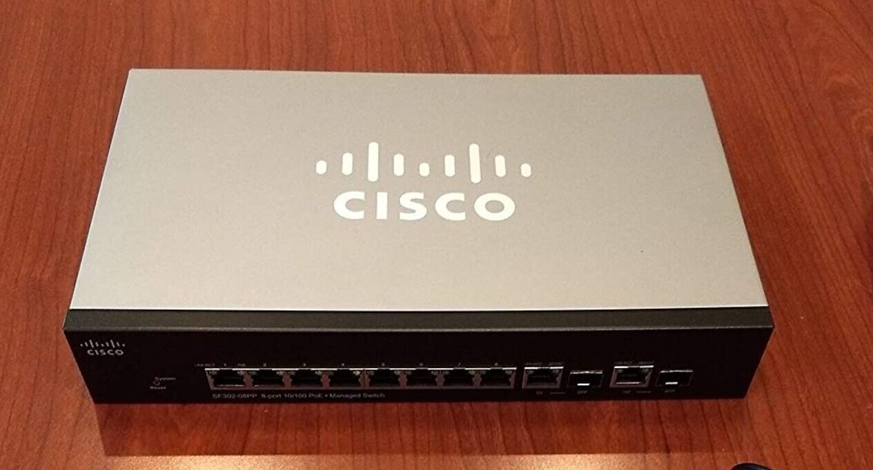 Cisco Systems SF302-08P / 8-Port Fast Ethernet PoE Managed Switch No Power ADPTR