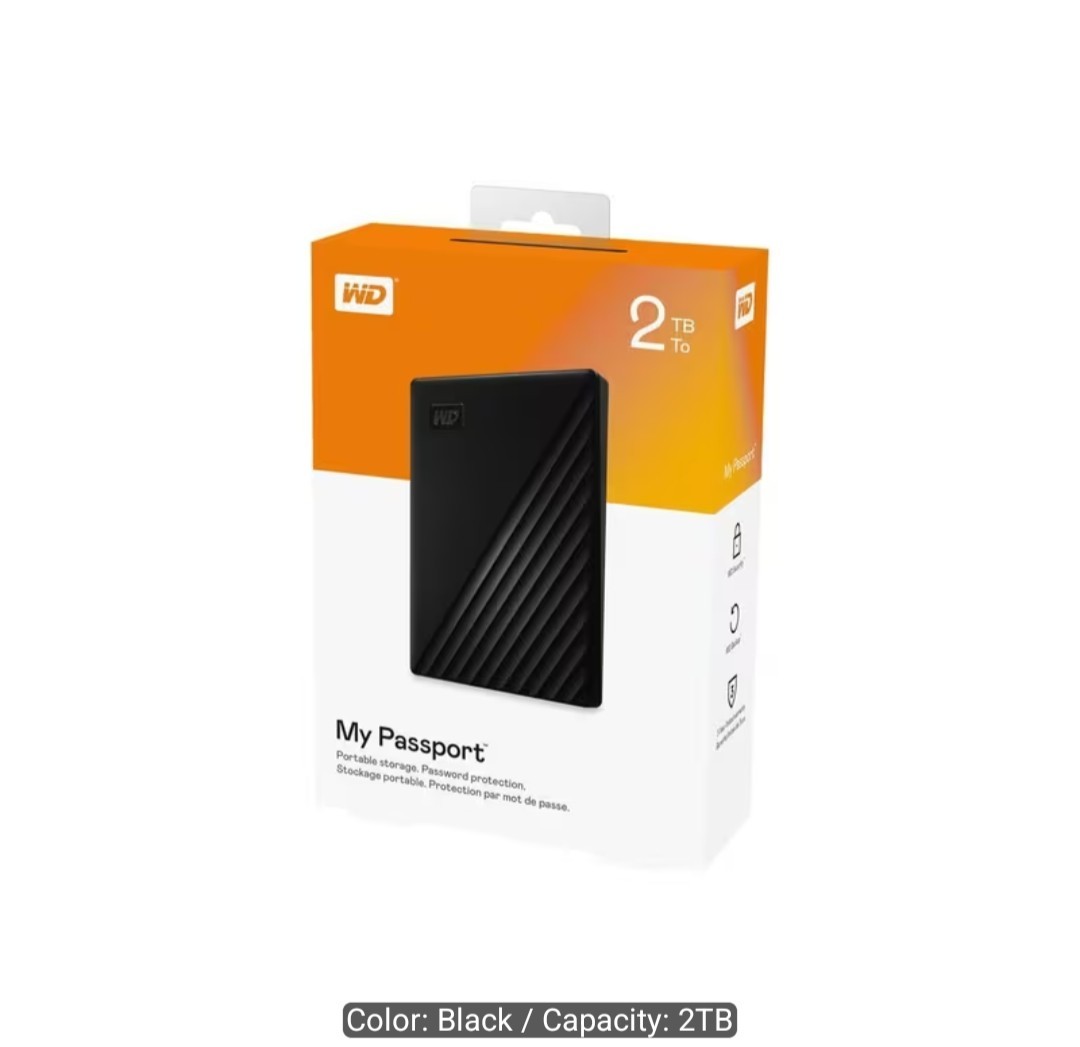 WD 2TB My Passport Portable External Hard Drive (Black) - WDBYVG0020BBK-WESN WD 2TB My Passport Portable External Hard Drive (Black) - WDBYVG0020BBK-WESN
