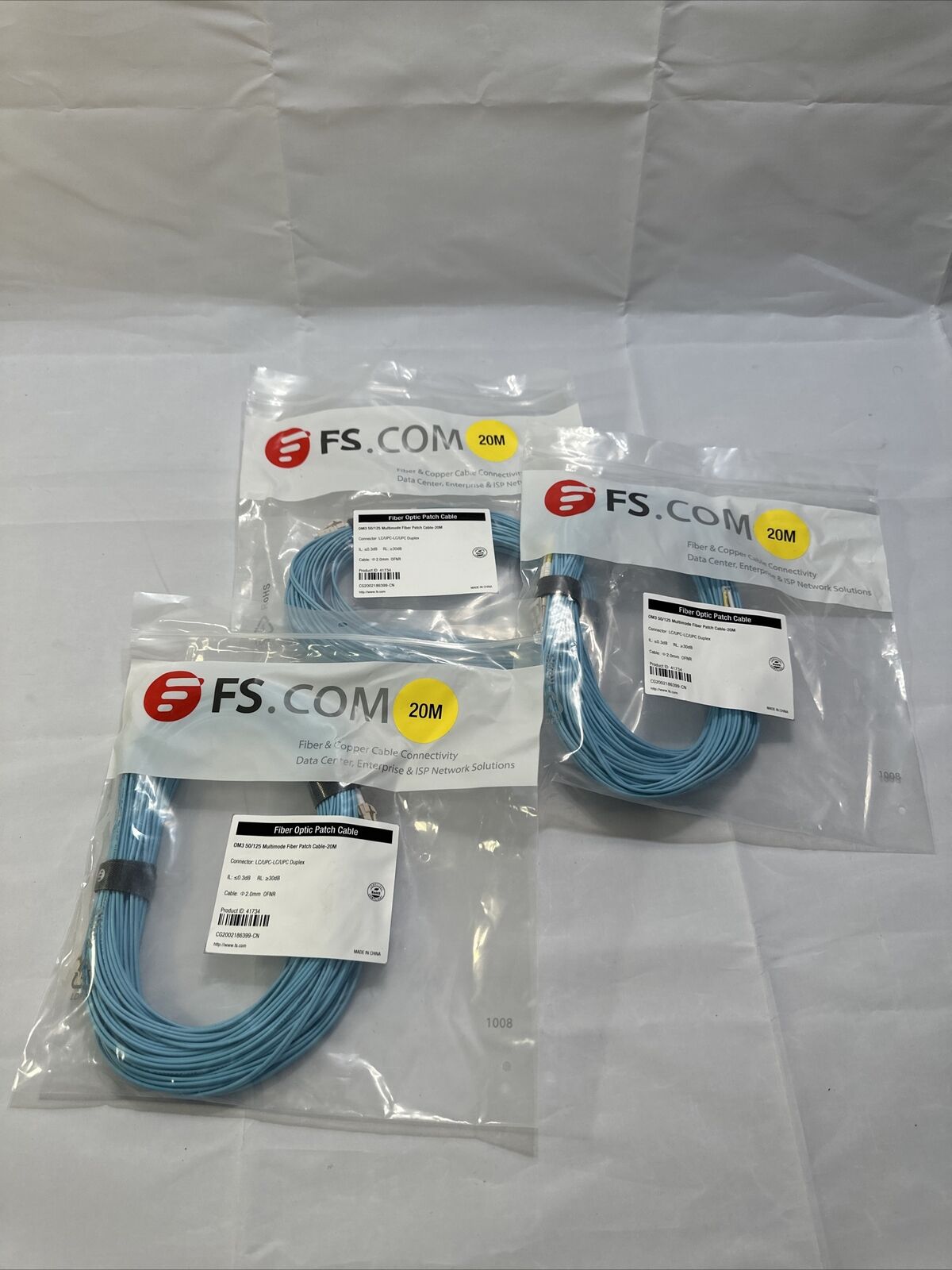 FS.COM 20m OM3 Multimode Fiber Patch Cable LC/UPC-LC/UPC Duplex 2.0mm OFNR