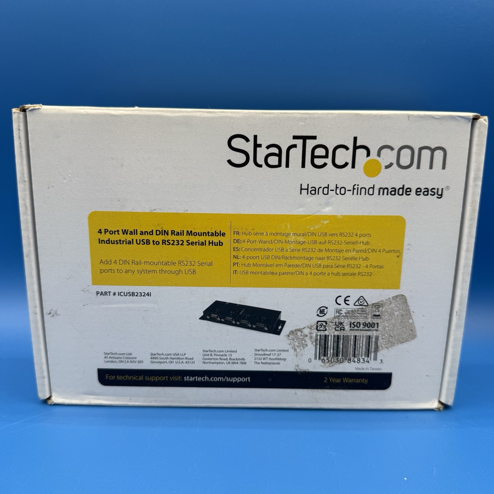 StarTech.com 4 Port Wall/ DIN Rail Mountable Industrial USB to RS232 Serial Hub StarTech.com 4 Port Wall/ DIN Rail Mountable Industrial USB to RS232 Serial Hub