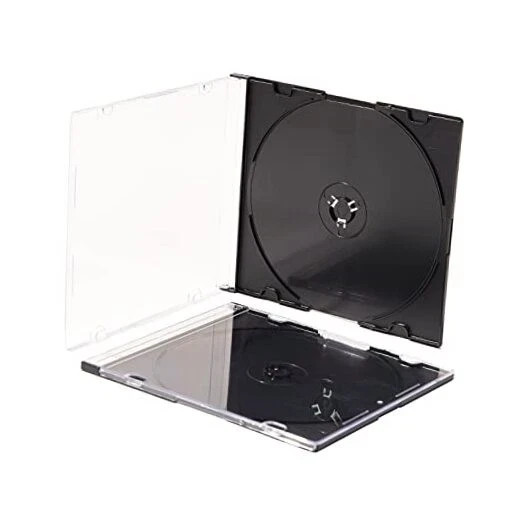  Ultra Thin 5.2mm Slim Clear CD Jewel Case with Built in Black Tray, 20 Pack. 