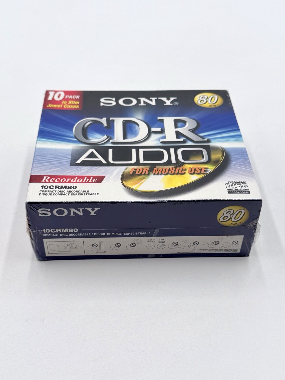 Sony CD-R Audio Recordable 80 Min 10CRM80 10 Pack Slim Jewel Cases SEALED Sony CD-R Audio Recordable 80 Min 10CRM80 10 Pack Slim Jewel Cases SEALED