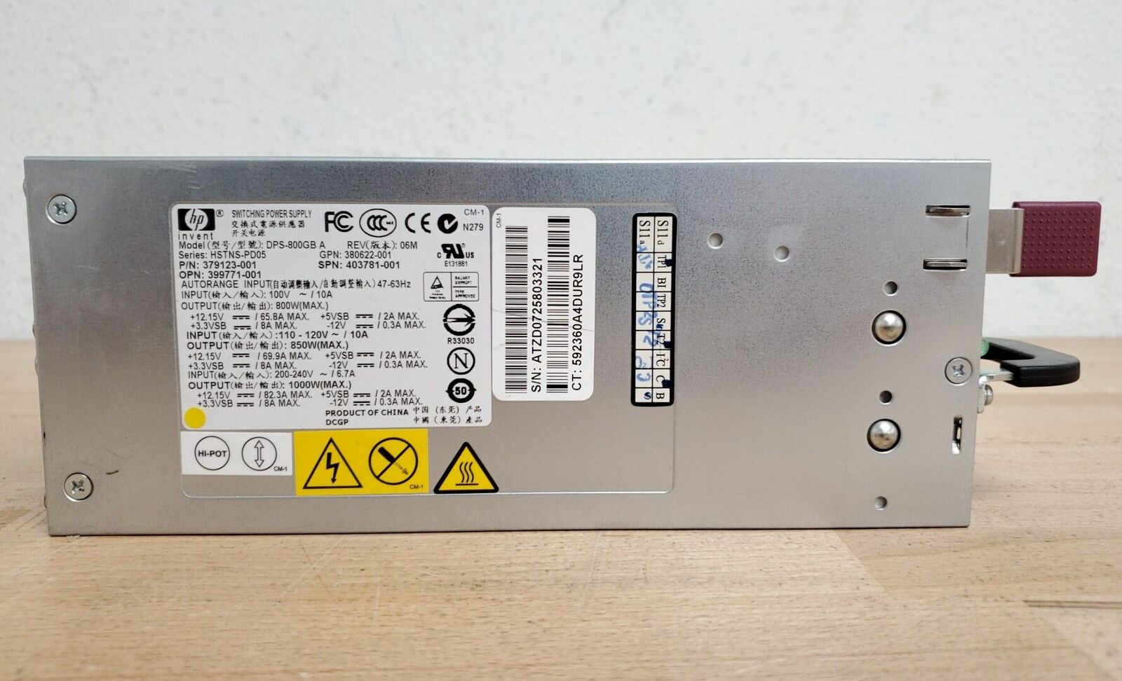 HP DPS-800GB A 1000W Server Switching Power Supply HSTNS-PD05 379123-001