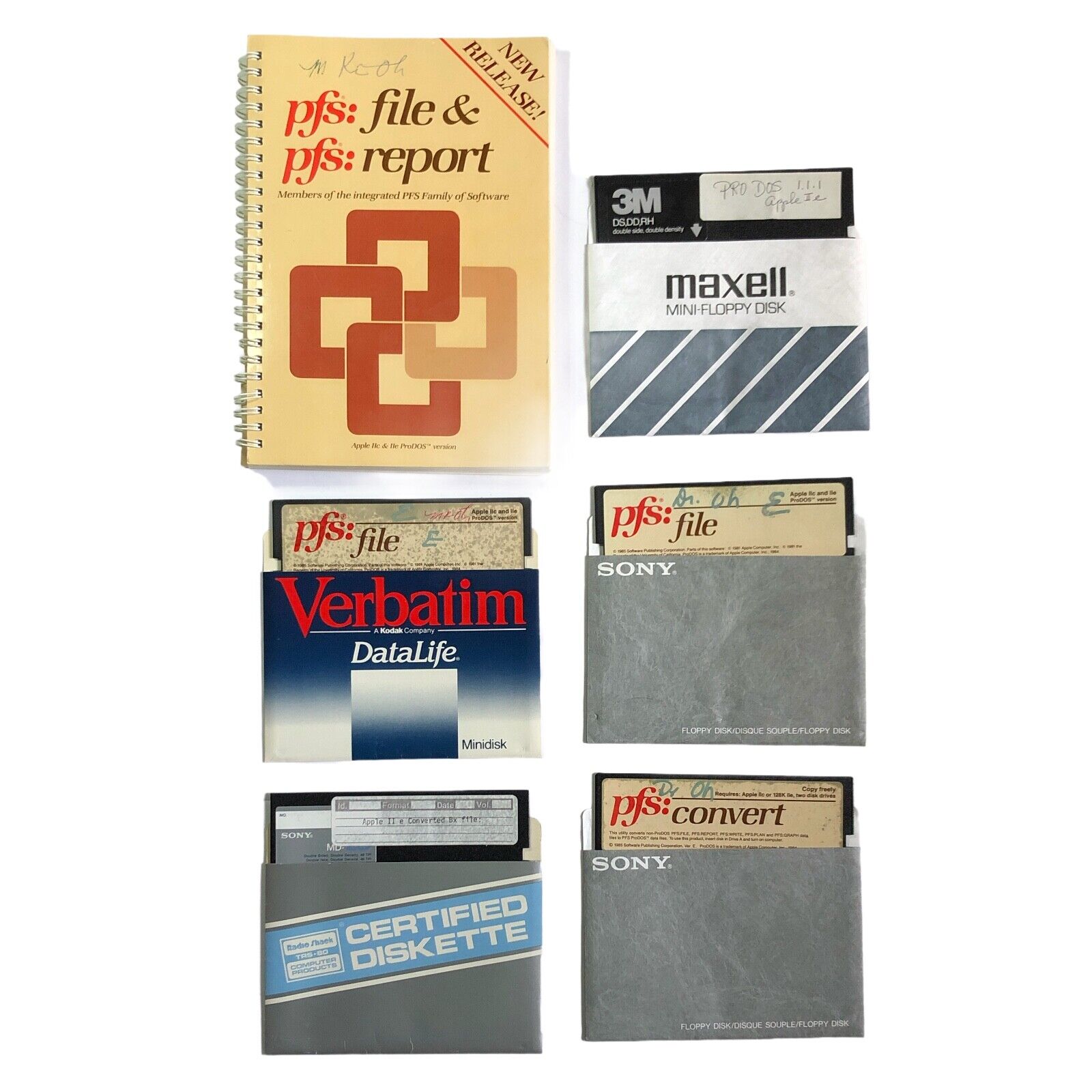 Apple II C E PFs File & Report System Computing User Manual + Floppy Disks 1985