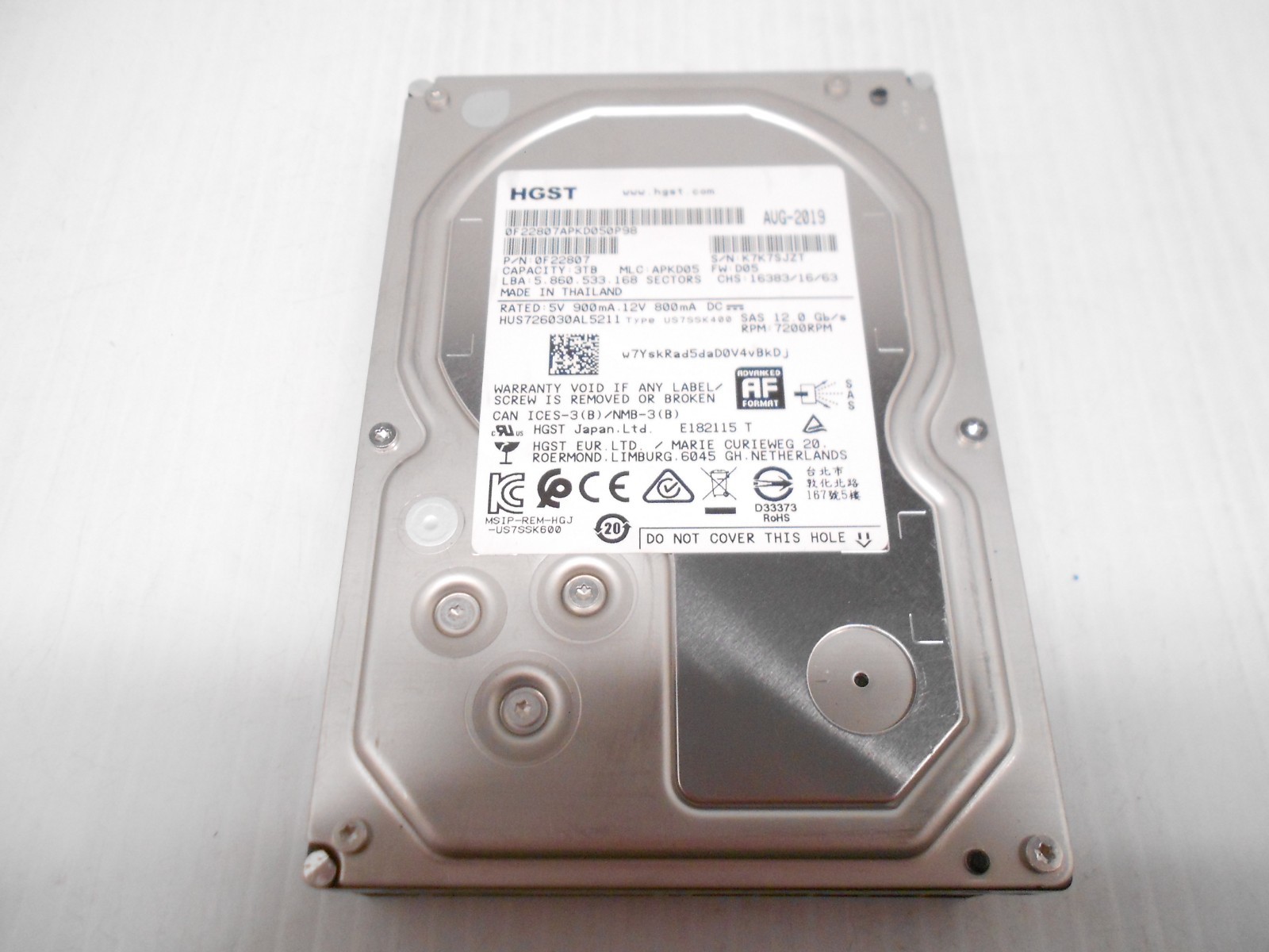 HGST 3TB SAS 3.5\