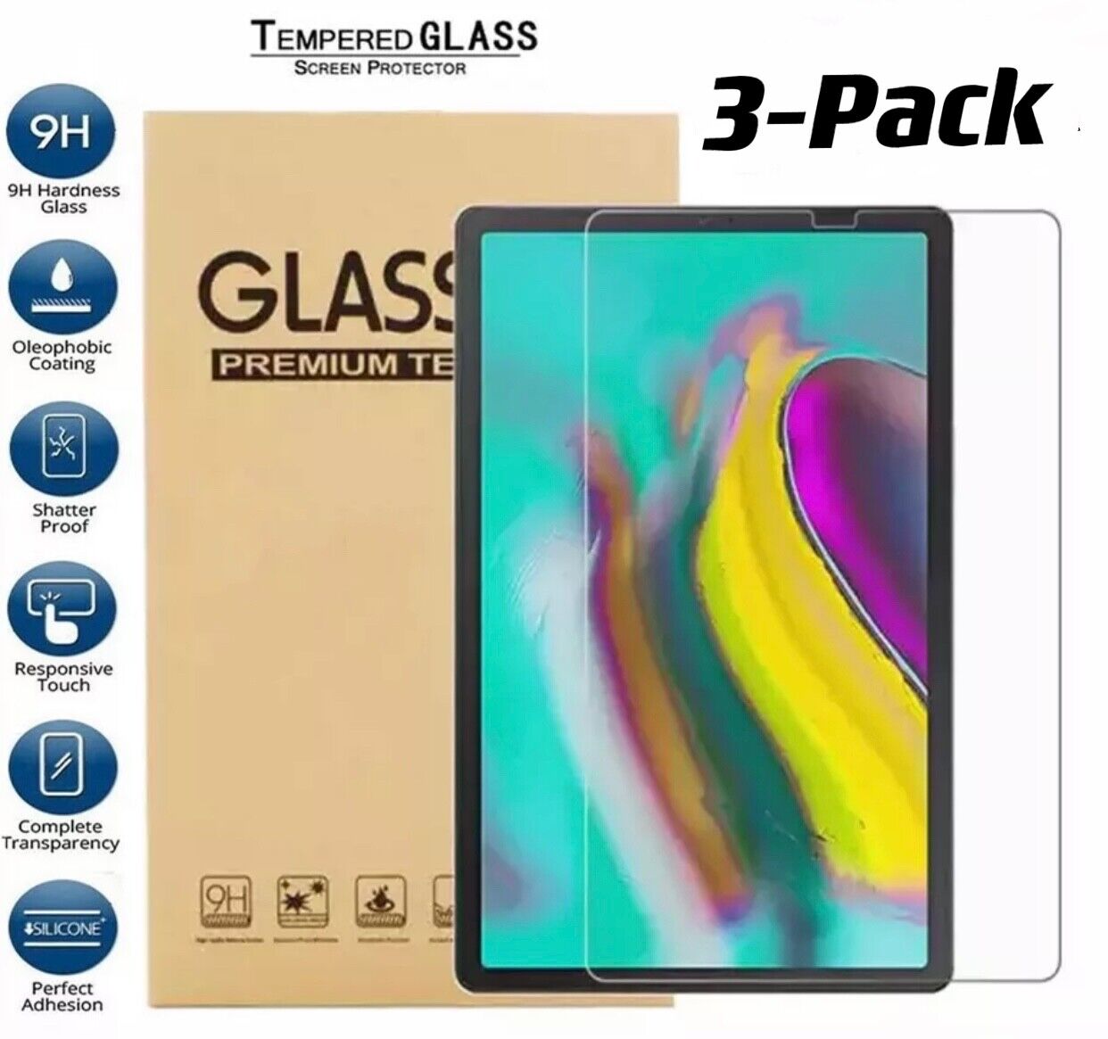 3Pcs Tempered Glass Screen Protector For Samsung Galaxy Tab S6 10.5 SM-T860/T865