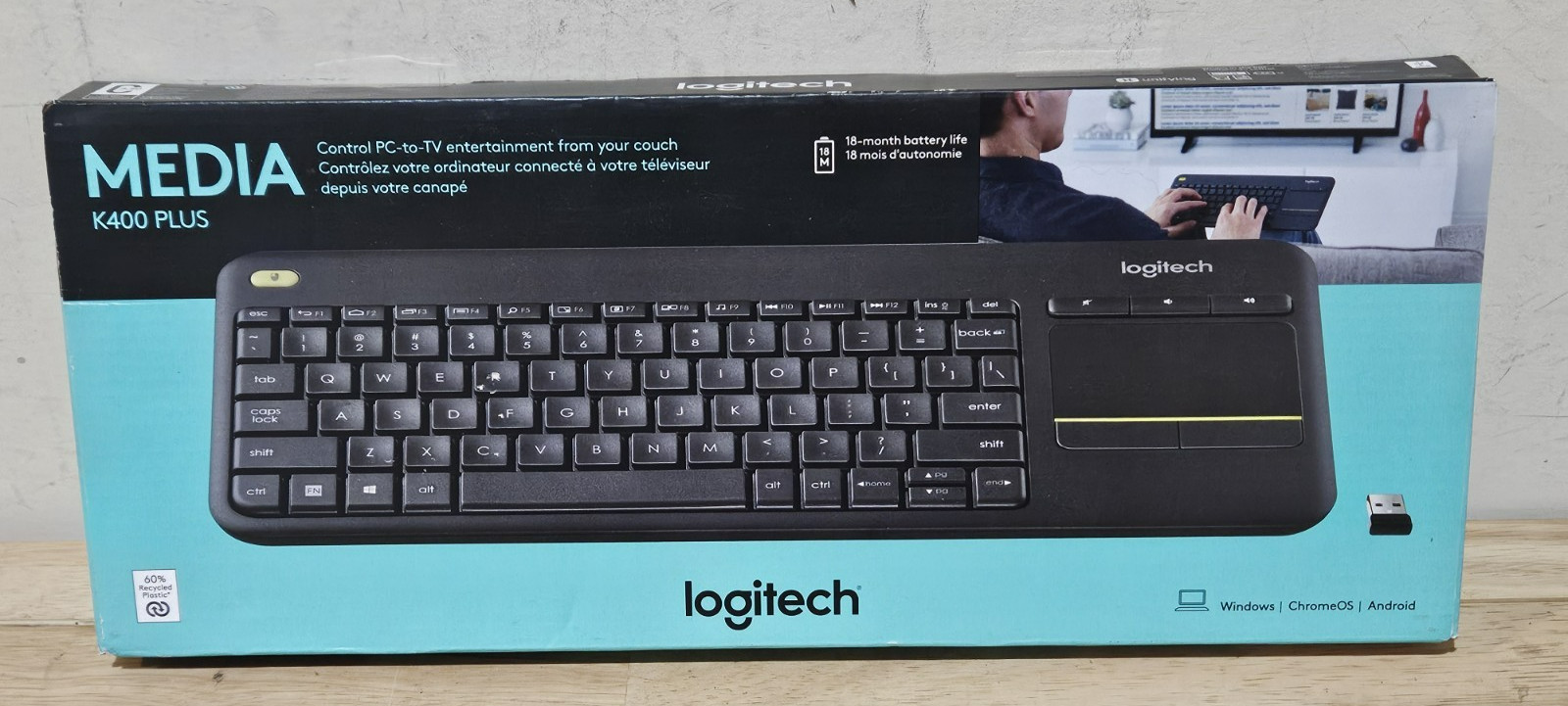 Logitech - K400 Plus TKL Wireless Membrane Keyboard for PC/TV/Laptop/Tablet