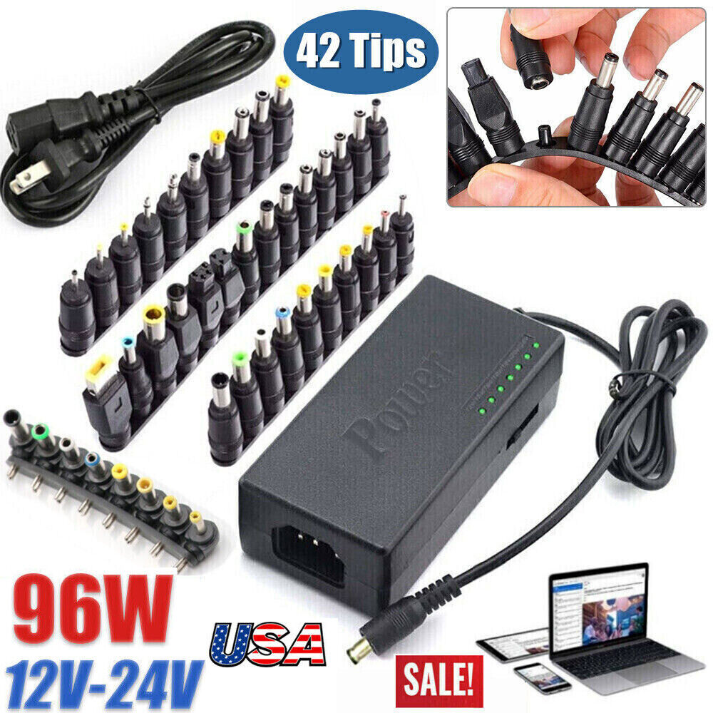96W Universal Laptop Power Supply Charger Adapter w/ 42 Tips Notebook Charger US