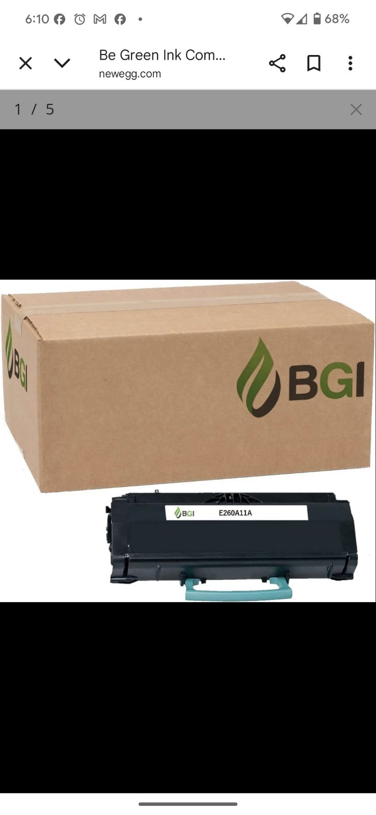 Be Green Ink Compatible Replacement Black Toner Cartridge for Lexmark E260,... Be Green Ink Compatible Replacement Black Toner Cartridge for Lexmark E260,...