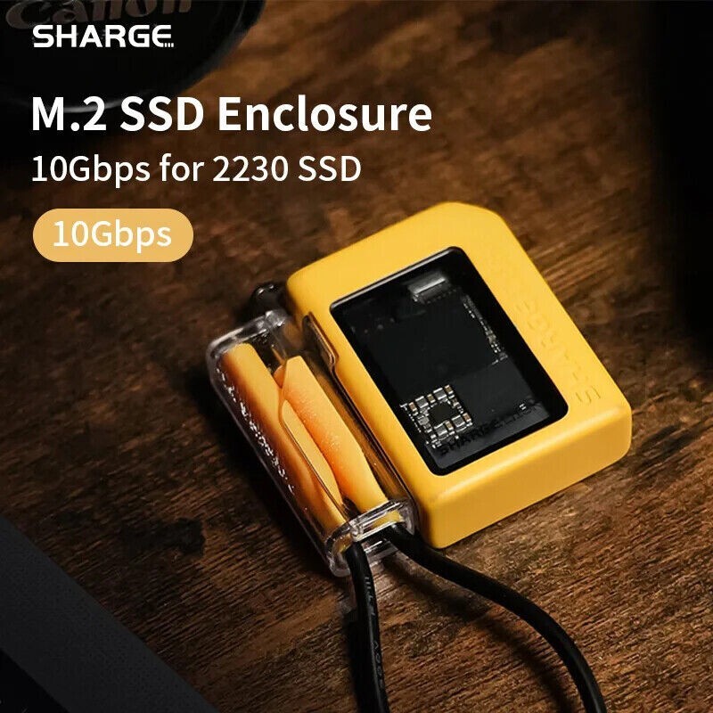 SHARGE DISK M.2 NVMe SSD Enclosure to TypeC 10Gbps USB3.2 Gen2 for 2230 SSD Case