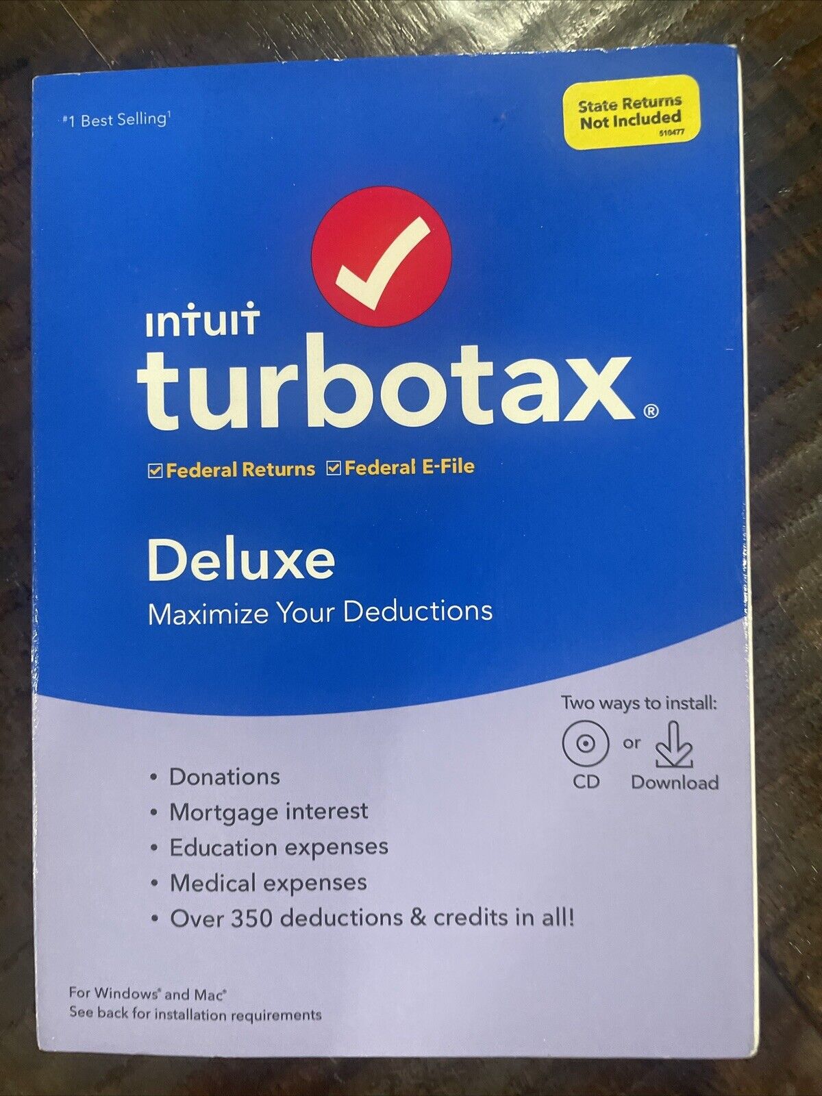 TurboTax Deluxe 2019 - Federal - E-File Sealed Intuit Windows/Mac CD *NO STATE*