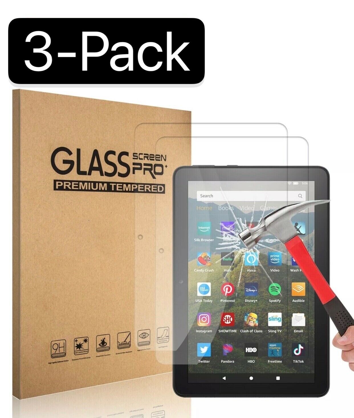 3PCS Tempered Glass Screen Protector For Amazon Kindle Fire HD 7