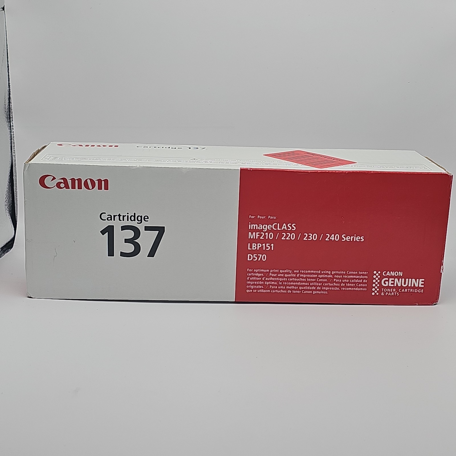 Genuine Canon 137 Black Toner Cartridge OEM 2400 Pages New Sealed Box Genuine Canon 137 Black Toner Cartridge OEM 2400 Pages New Sealed Box