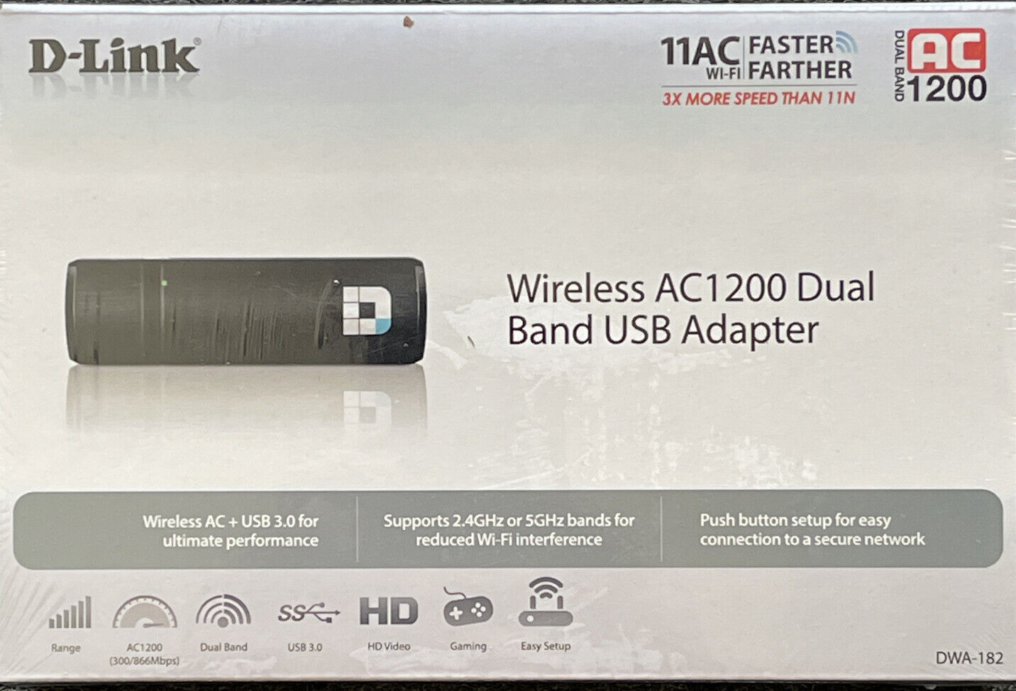 D-link DWA-182 Wireless AC1200 Dual Band USB 3.0 Adapter 11AC Wifi Internet Ext