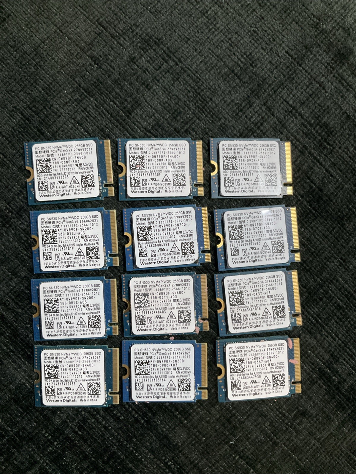 Lot Of 14 Western Digital PC SN530 256GB M.2 2230 NVMe SSD PCIe SDBPTPZ -1012