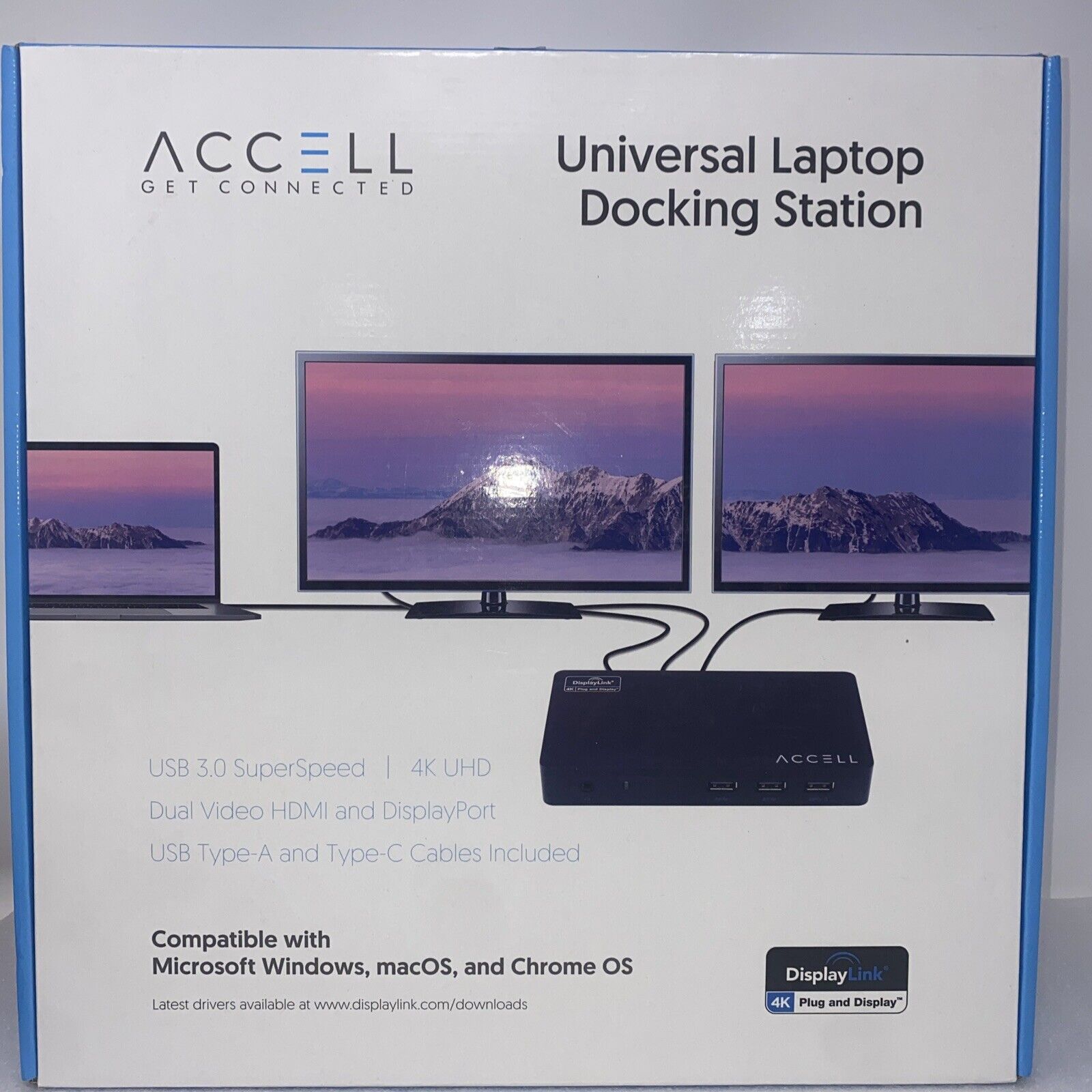 NEW UNIVERSAL LAPTOP Docking Station by Accell 4k Plug & Display USB 3.0 4k UHD