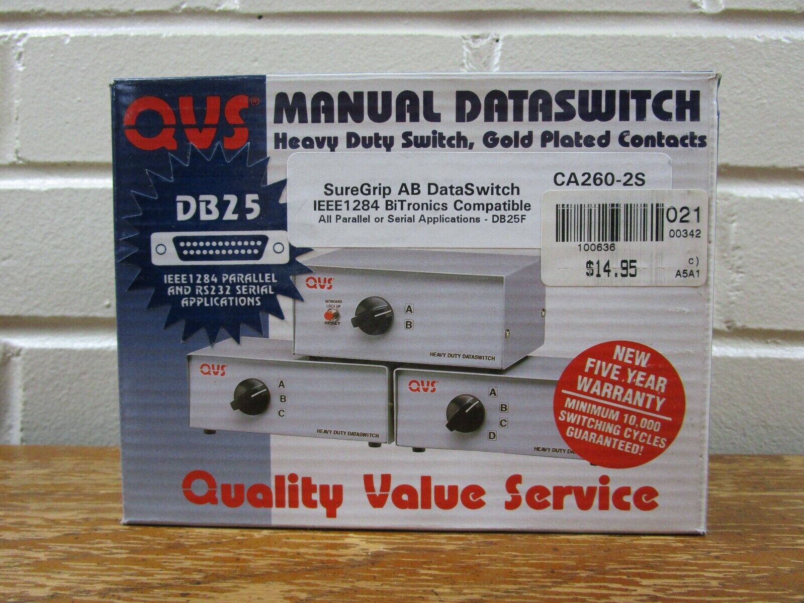 QVS Manual Dataswitch AB Switch Box Gold Plated Connectors DB25 1996 Computer