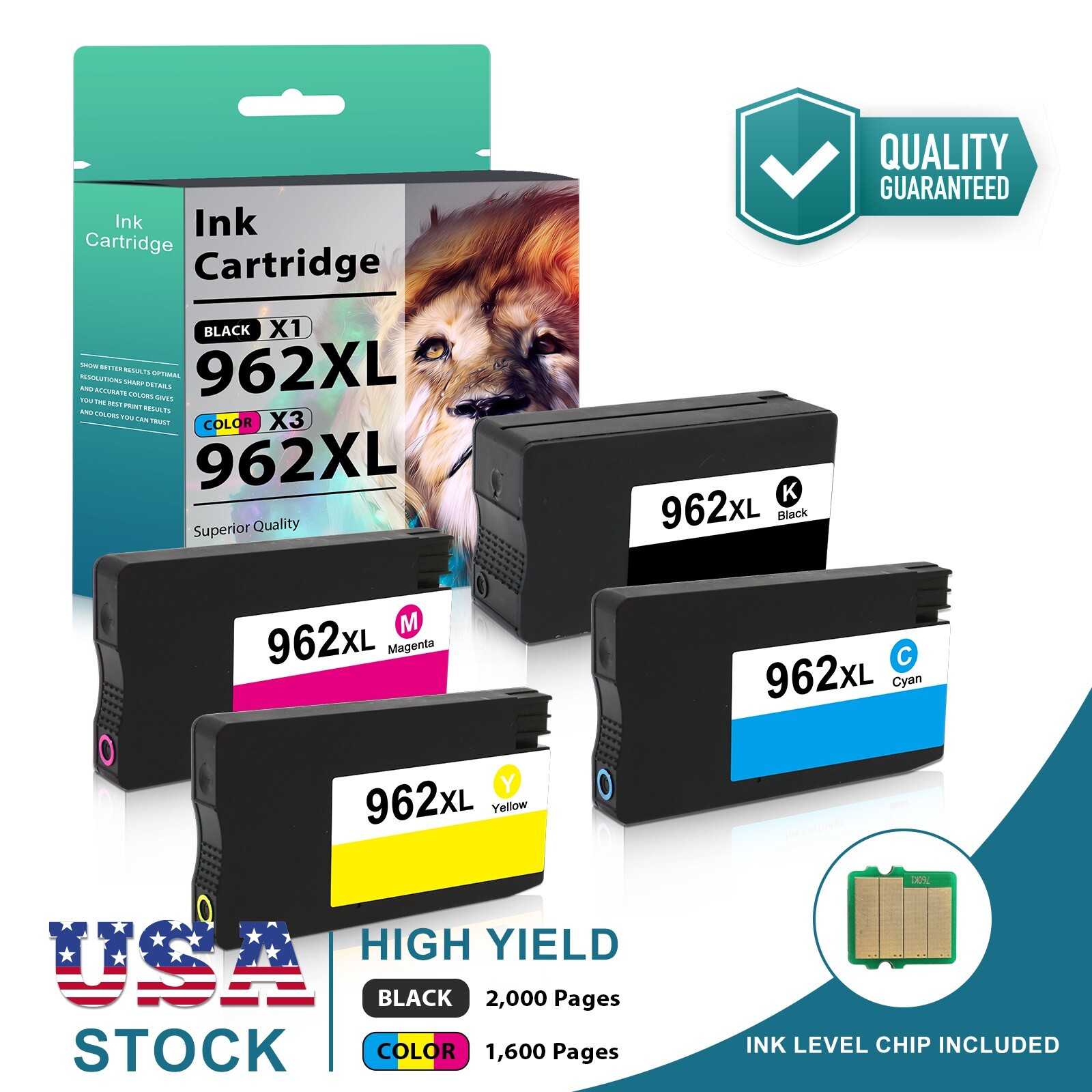 4PK 962XL Ink Cartridges for HP Officejet Pro 9010 9015 9016 9018 9019 9020 9025 4PK 962XL Ink Cartridges for HP Officejet Pro 9010 9015 9016 9018 9019 9020 9025
