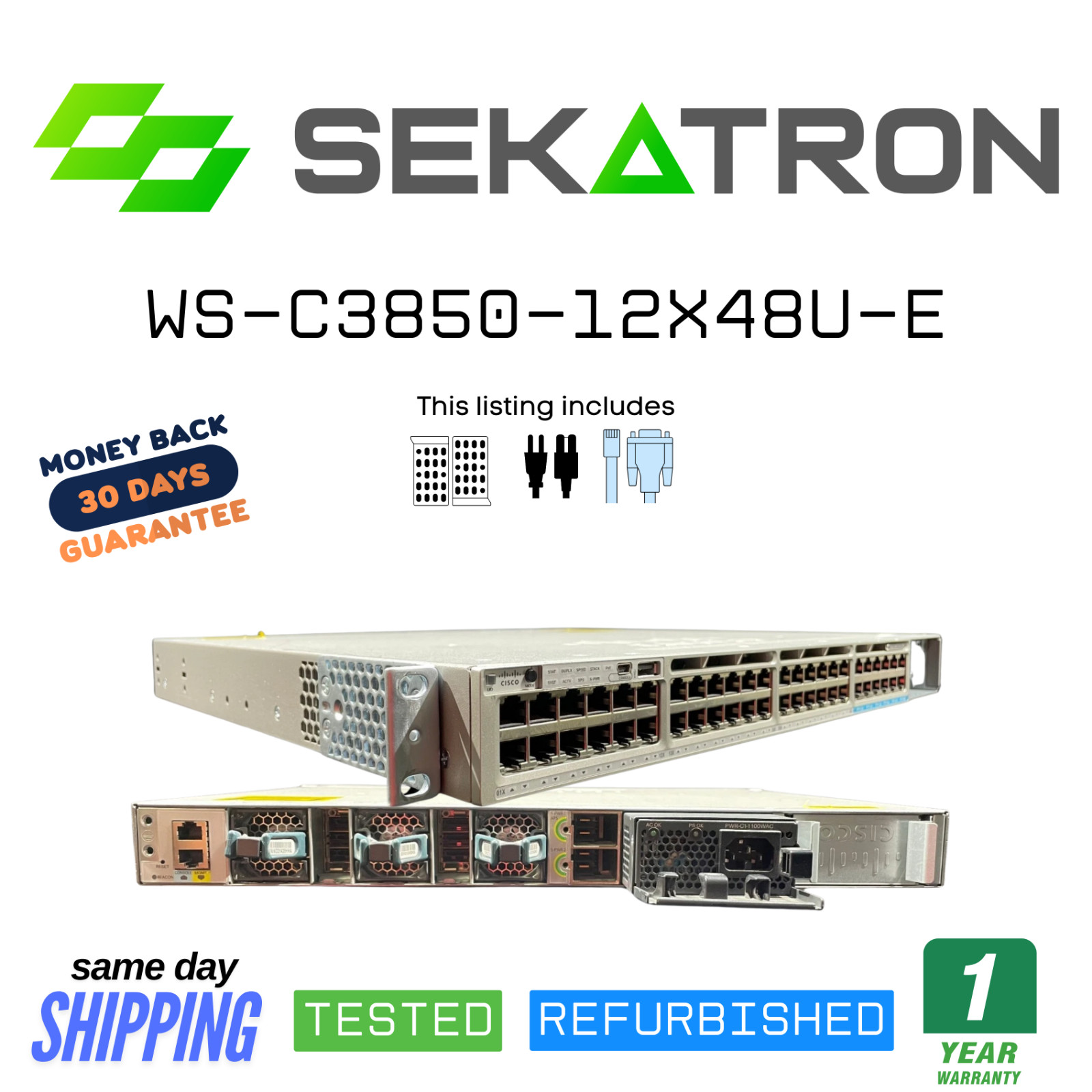 π Cisco WS-C3850-12X48U-E 48-Port mGig + 10G UPoE Switch β‘ FastShip π Cisco WS-C3850-12X48U-E 48-Port mGig + 10G UPoE Switch β‘ FastShip