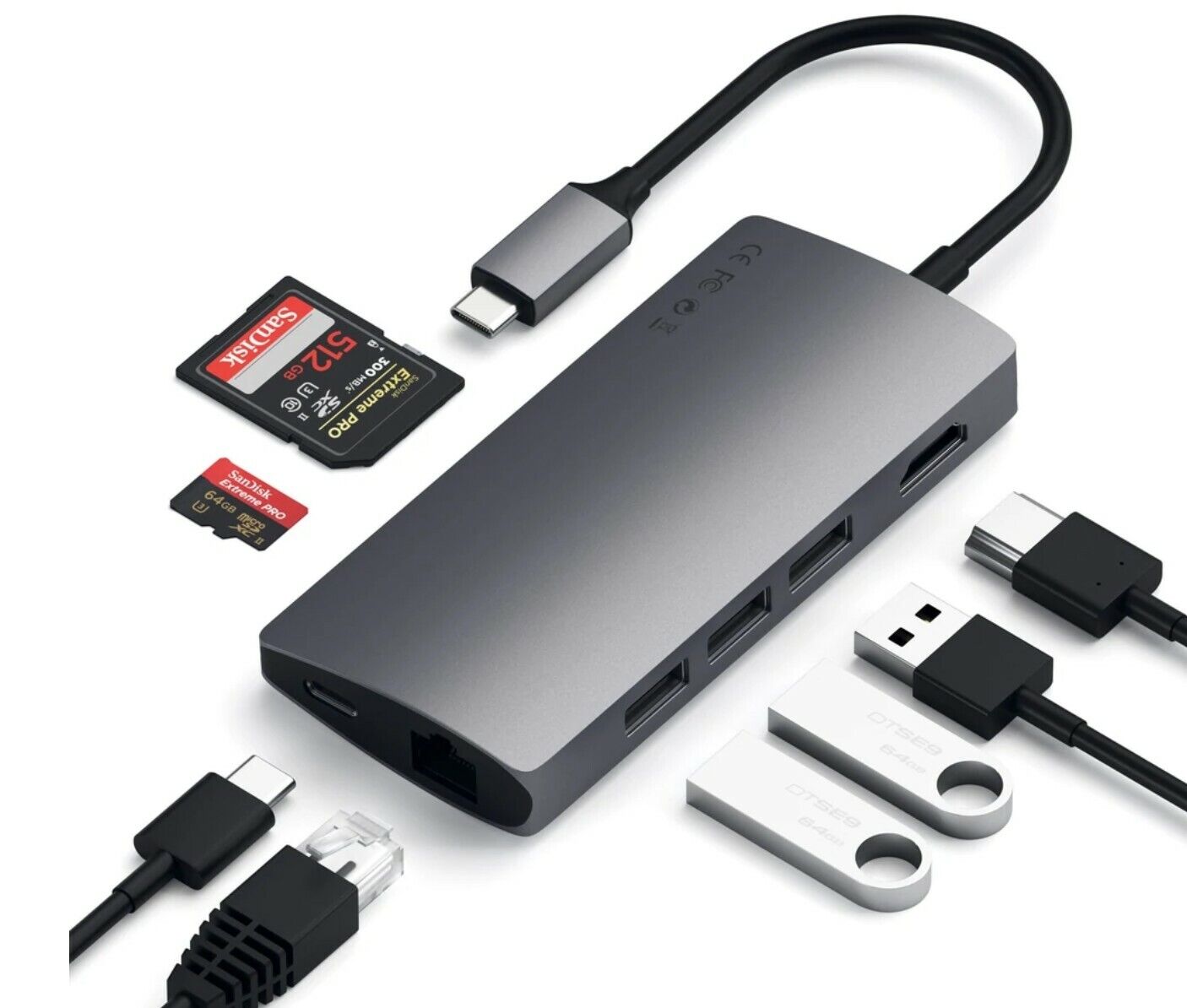 Satechi Aluminum Multi-Port Adapter V2 4K HDMI USB-C charging USB 3.0 Gig Eth