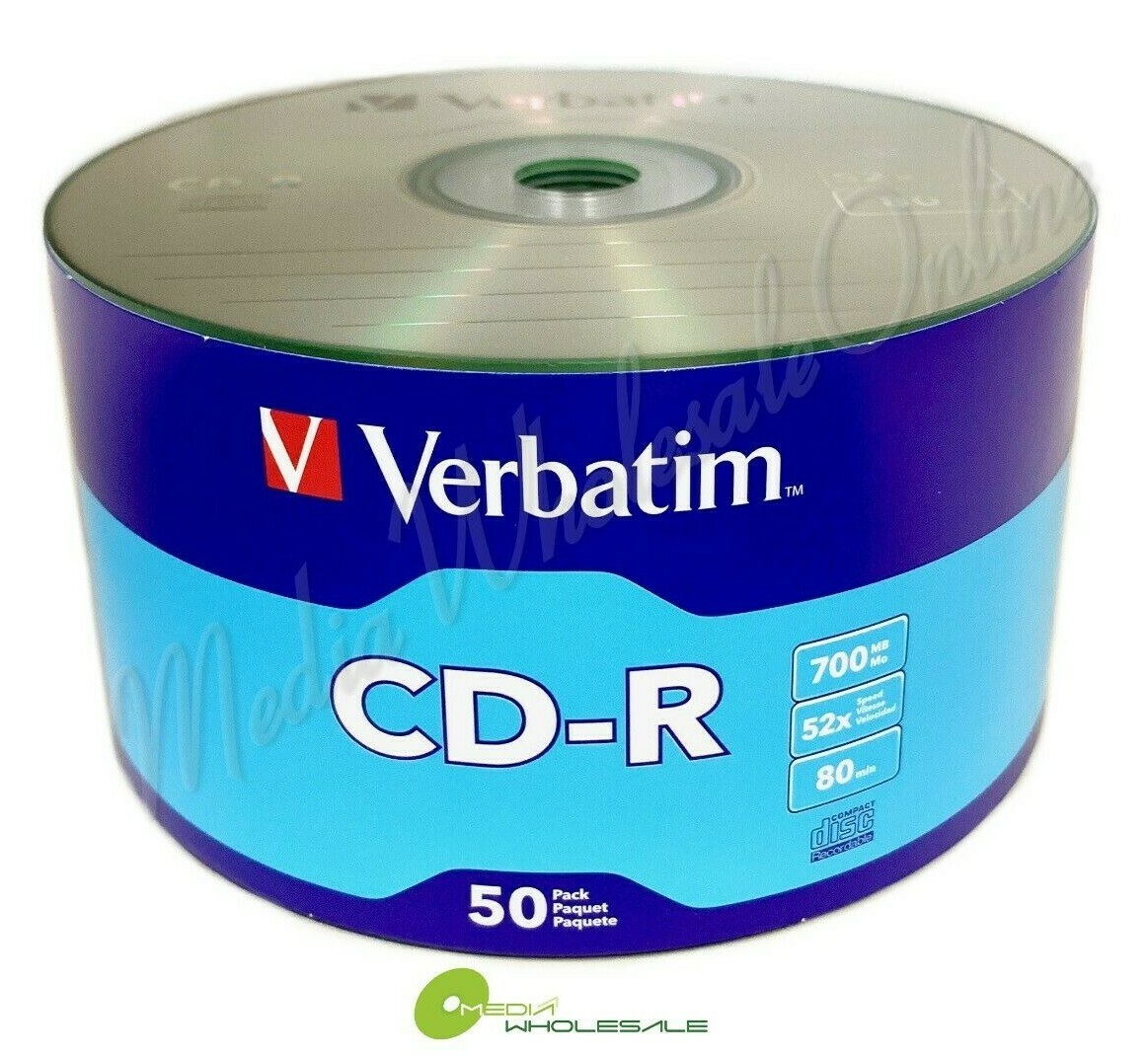 50 VERBATIM Blank 52X CD-R CDR Branded Logo 700MB Media Disc 50 VERBATIM Blank 52X CD-R CDR Branded Logo 700MB Media Disc