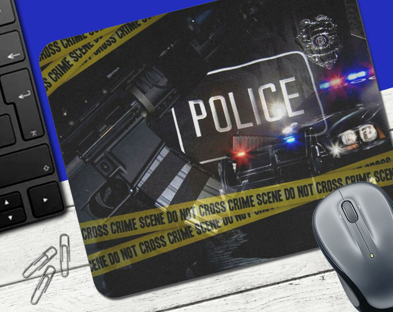 MOUSE PAD - Police #26 Cop Officer Crime Scene Tape Thin Blue Line Flag Gift
