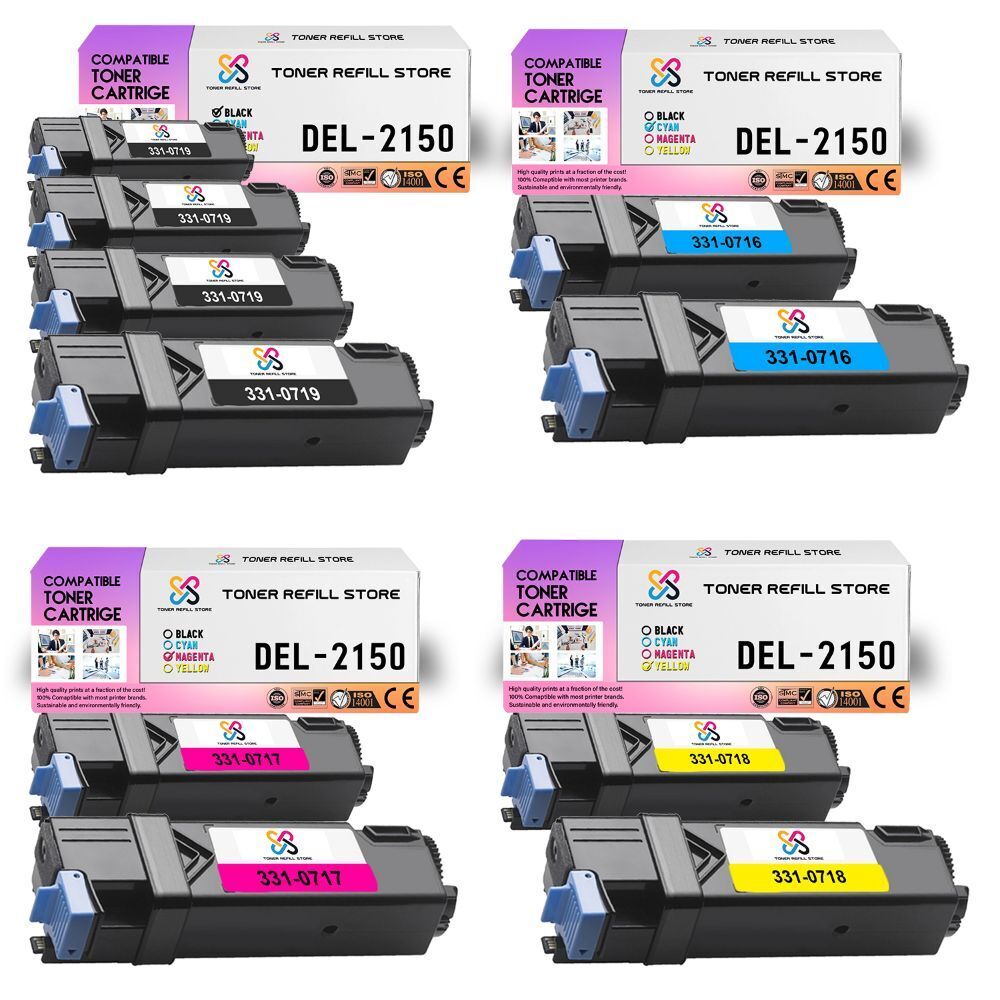 10Pk TRS 2150 BCYM Compatible for Dell 2150 2150CDN 2150CN Toner Cartridge