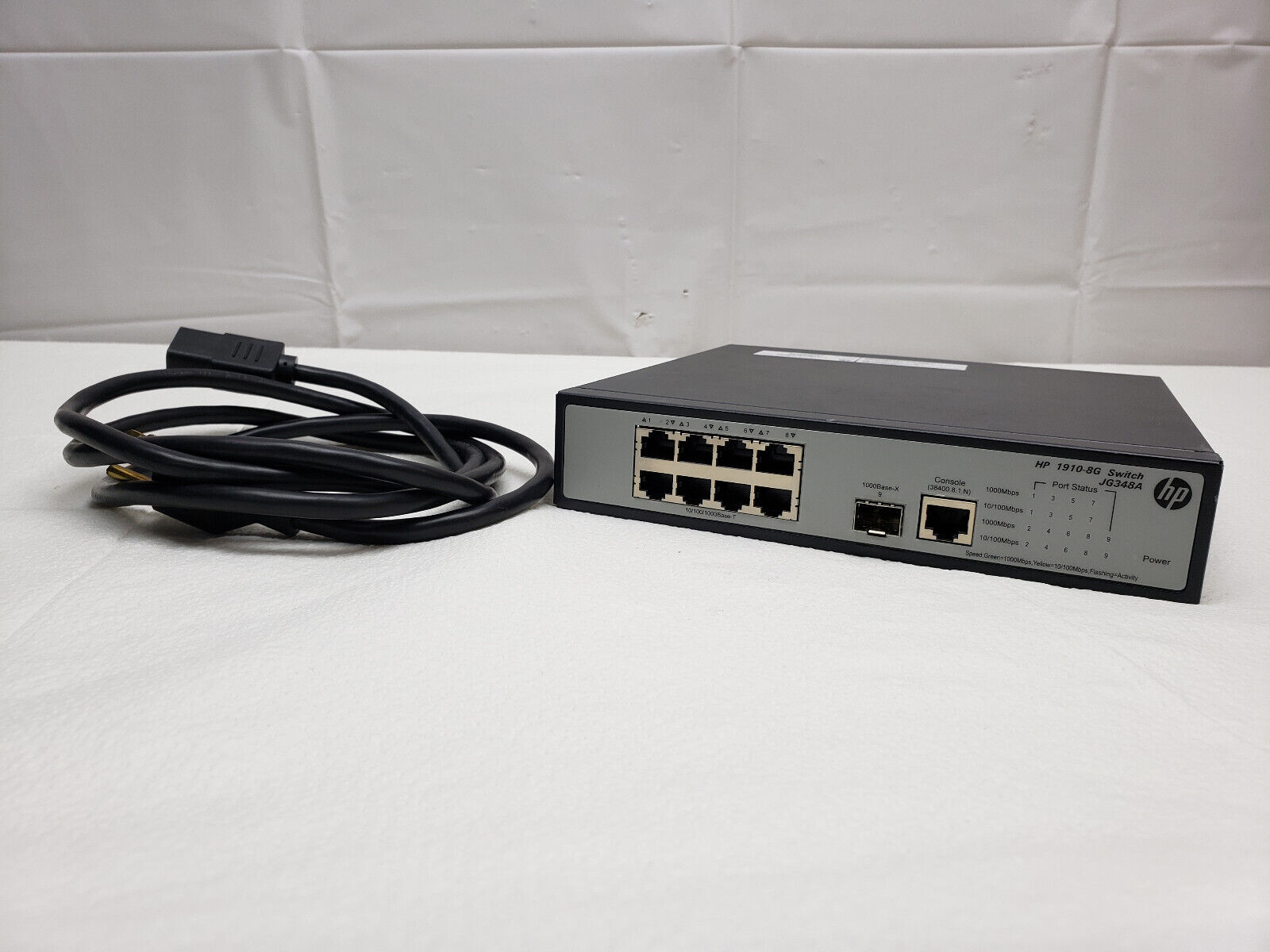 HP OfficeConnect 1910 8-Port Gigabit Ethernet Switch JG348A With Power Cable