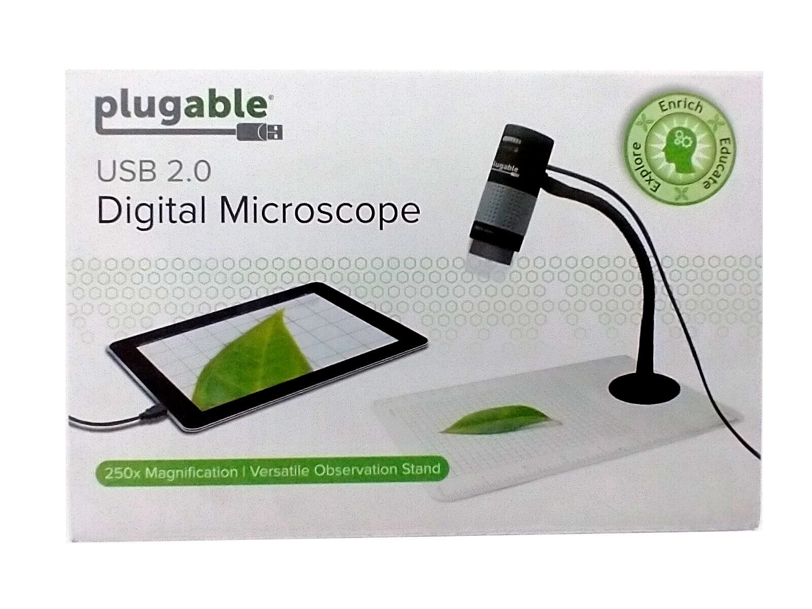 Plugable USB Digital Magnifier Microscope Camera w/ Stand Flexible Arm (250x)