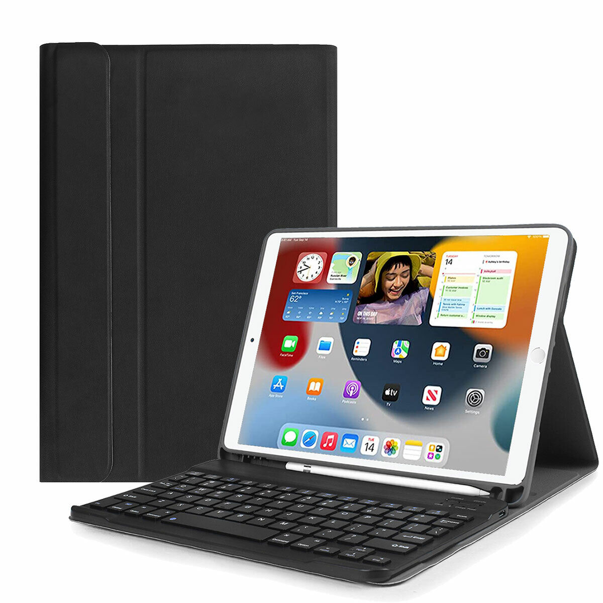 For iPad 9th/8th/7th Gen 10.2 inch Keyboard Case with Pencil Holder Stand Cover 