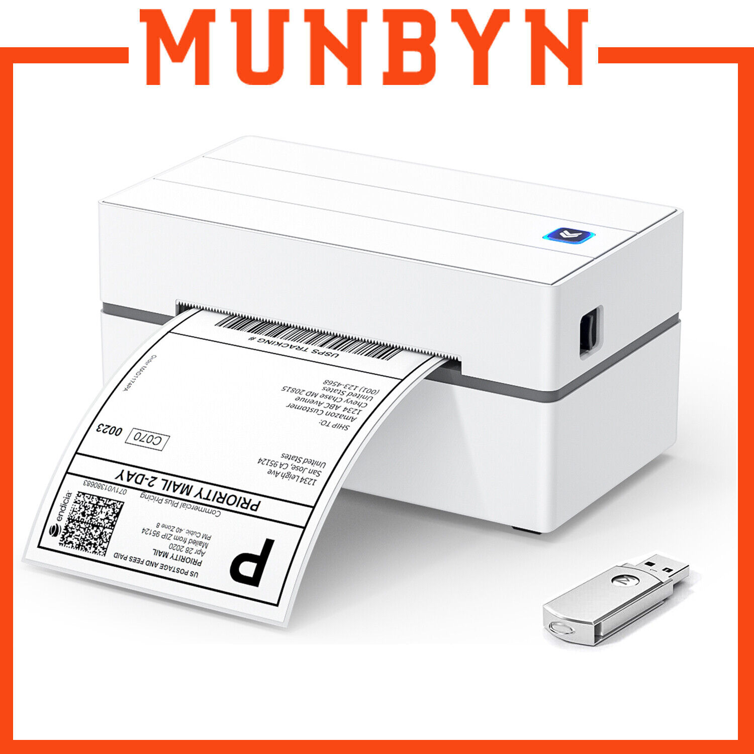 MUNBYN 4x6 Shipping Label Printer Thermal Barcode Desktop Printer w/ 500 Labels