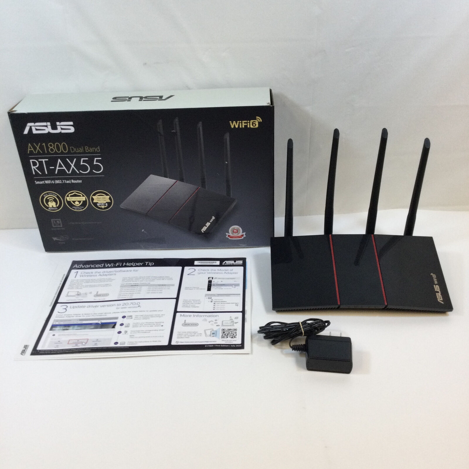 ASUS RT-AX55 Black High Speed AX1800 Dual Band Smart WiFi 6 Gigabit Router Used