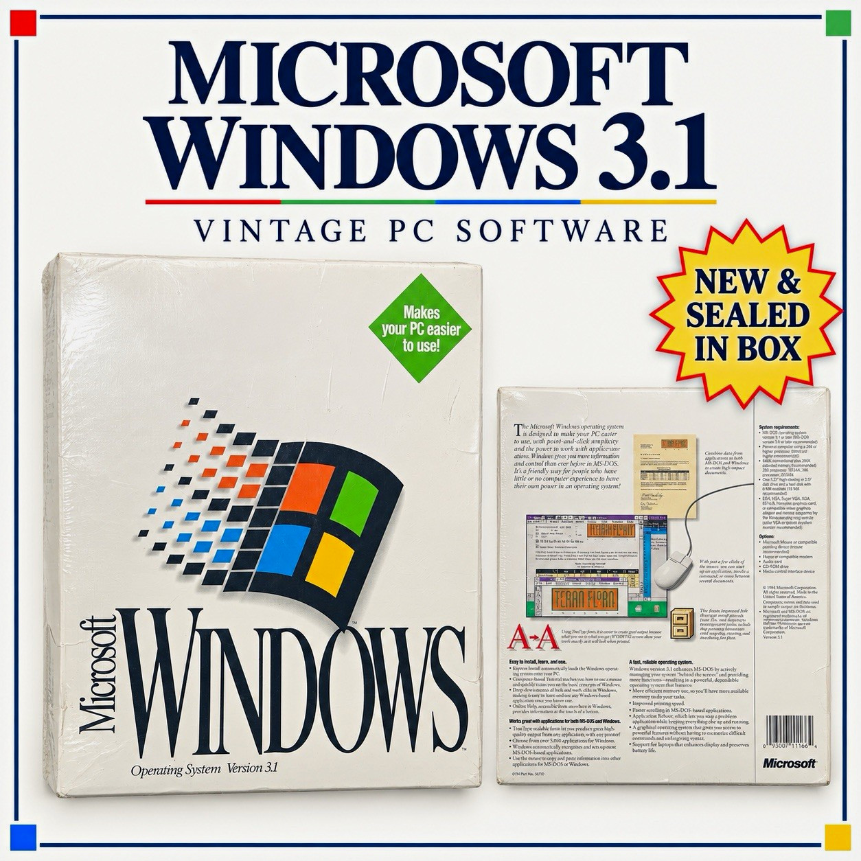 Microsoft Windows 3.1 Retail 3.5 Microsoft Windows 3.1 Retail 3.5
