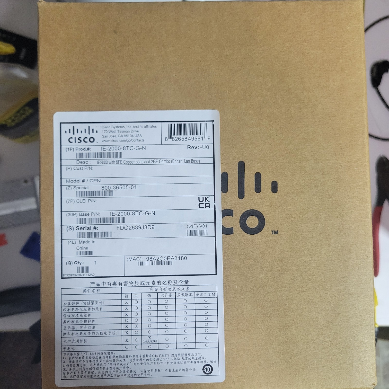 Cisco IE 2000 IE-2000-8TC-G-N 8-Port Data Industrial Ethernet DIN-Rail Switch Cisco IE 2000 IE-2000-8TC-G-N 8-Port Data Industrial Ethernet DIN-Rail Switch