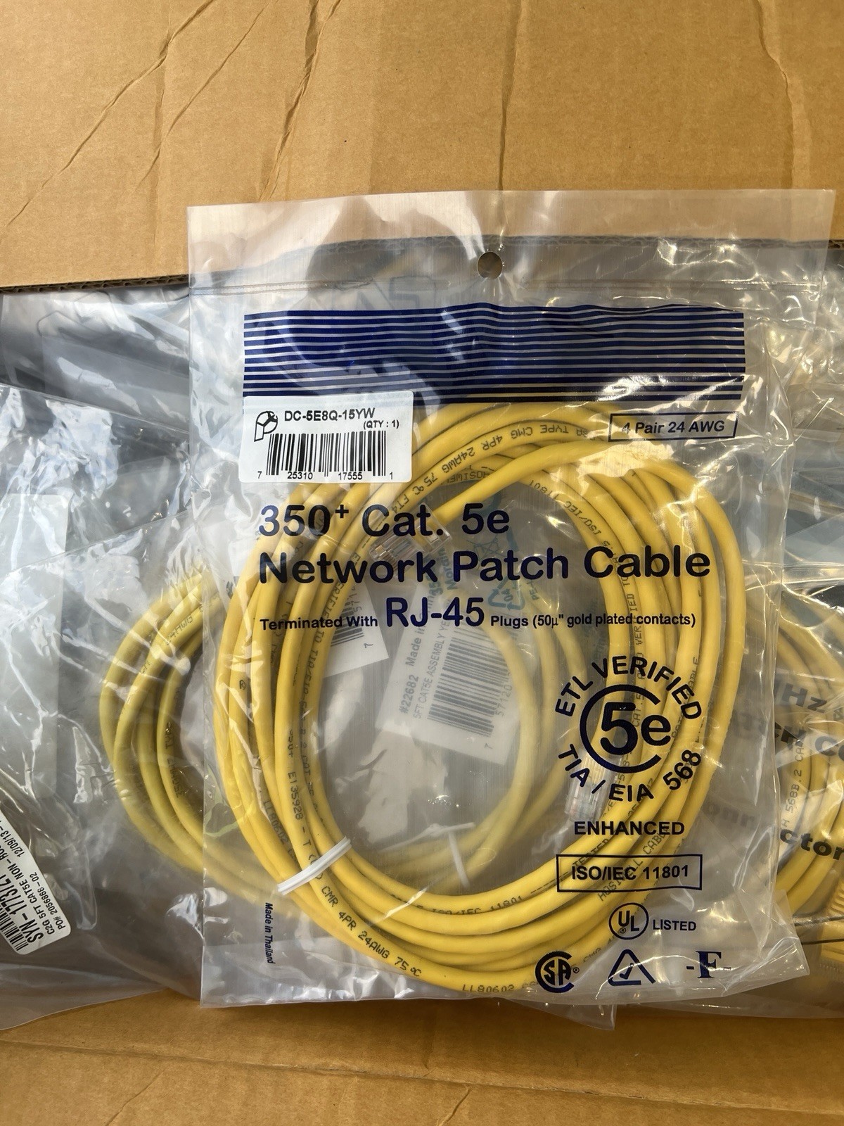 x150 Pack Lot Pan Pacific 15ft Yellow Cat5e 350MHz RJ45 Patch Cable DC-5E8Q-15YW x150 Pack Lot Pan Pacific 15ft Yellow Cat5e 350MHz RJ45 Patch Cable DC-5E8Q-15YW